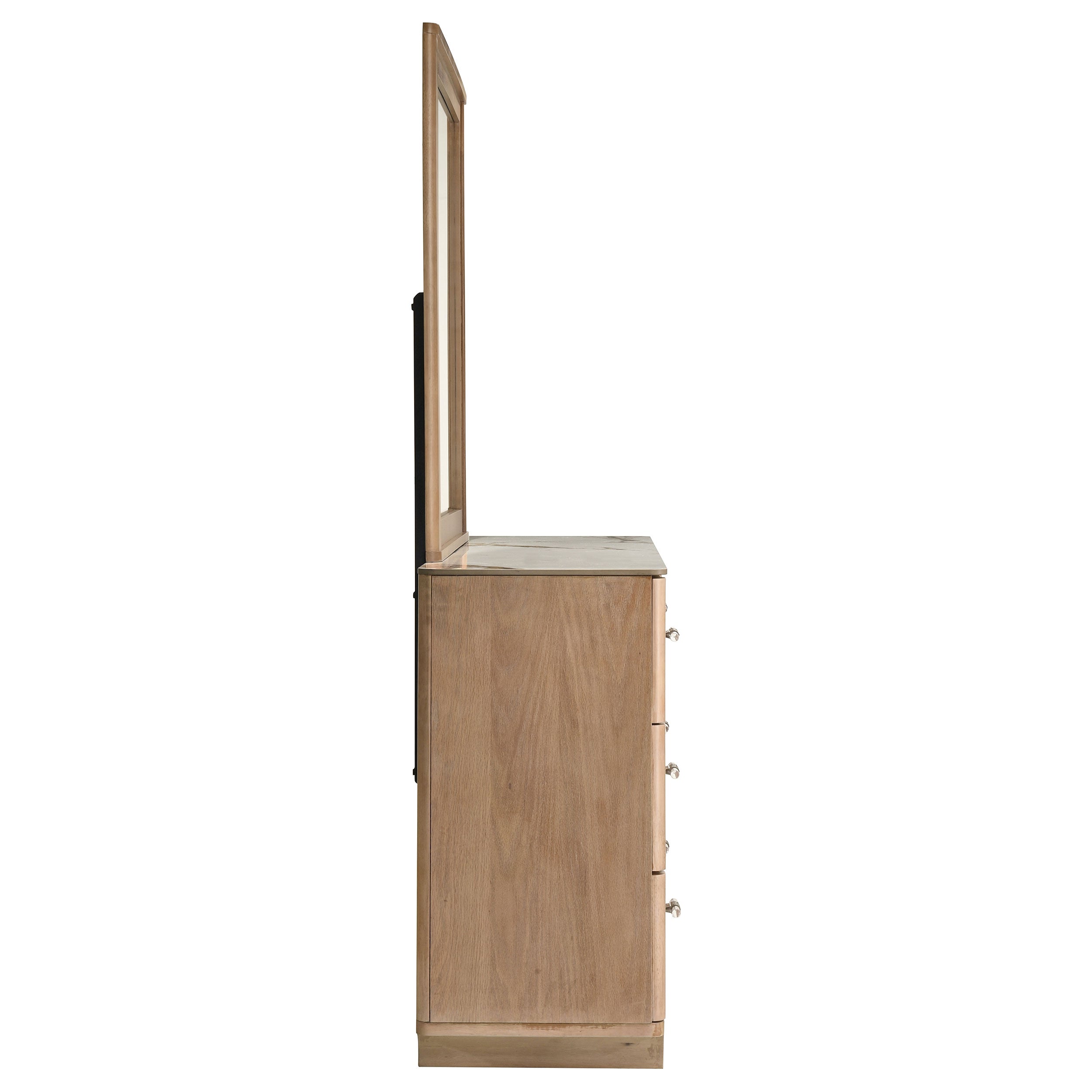 Leanne 6-drawer Sinter Stone Top Dresser and Mirror Light Oak — view 9