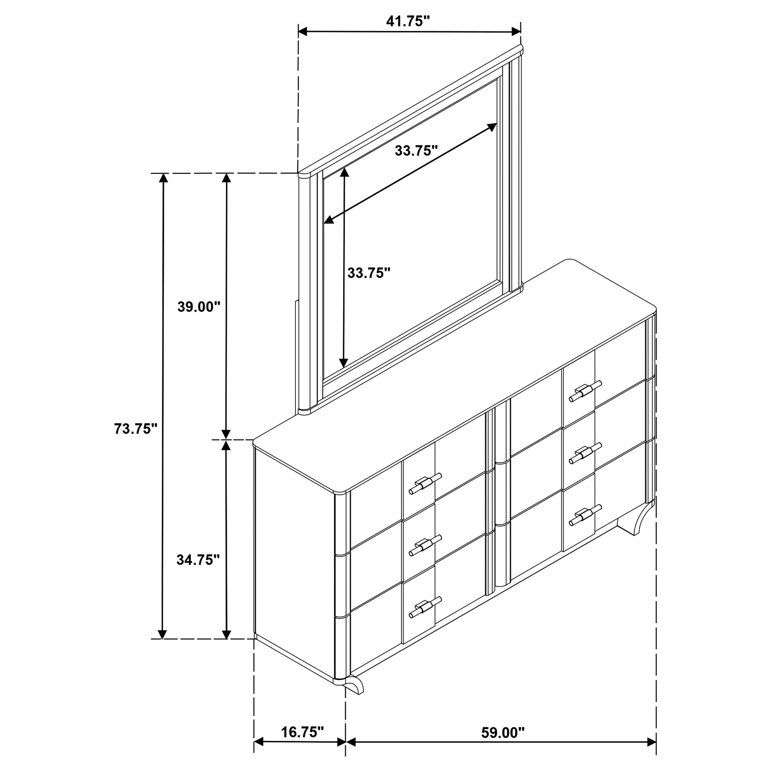 Leanne 6-drawer Sinter Stone Top Dresser and Mirror Light Oak — view 15