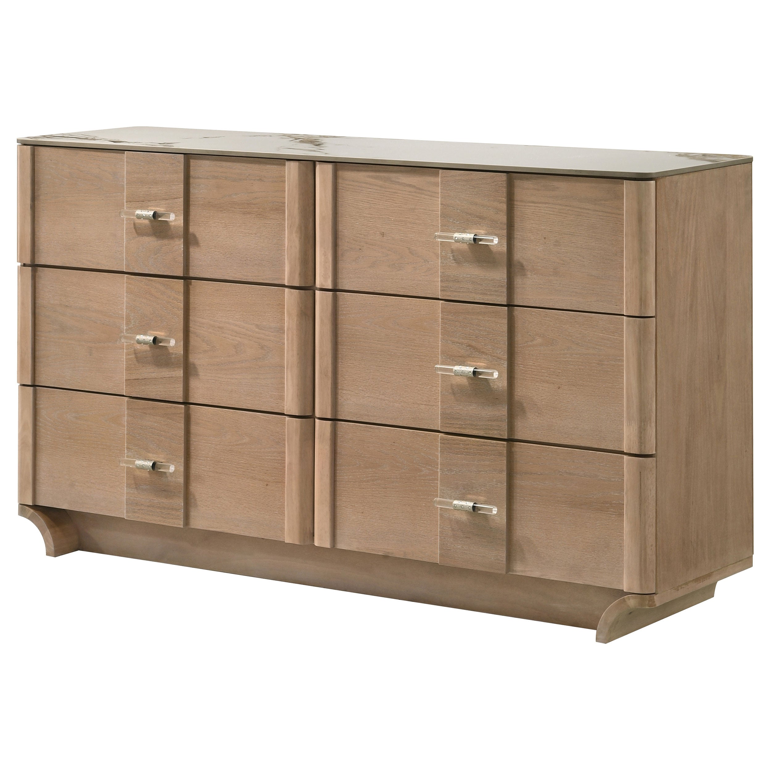 Leanne 6-drawer Sinter Stone Top Dresser Cabinet Light Oak — view 4