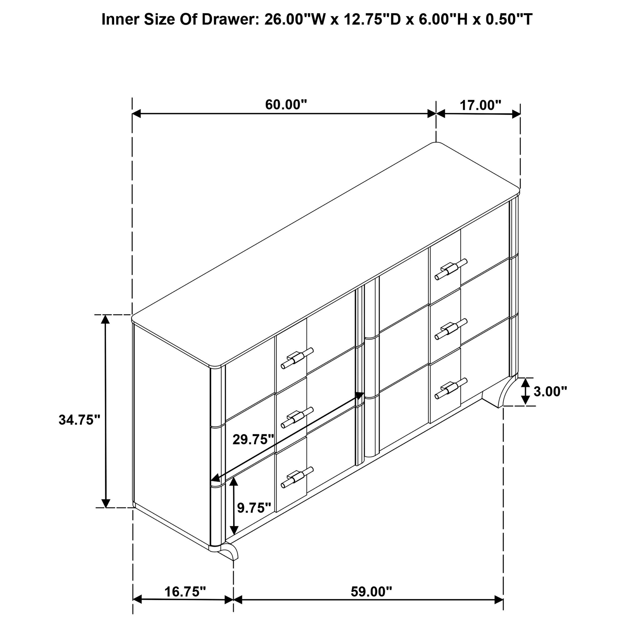 Leanne 6-drawer Sinter Stone Top Dresser Cabinet Light Oak — view 15