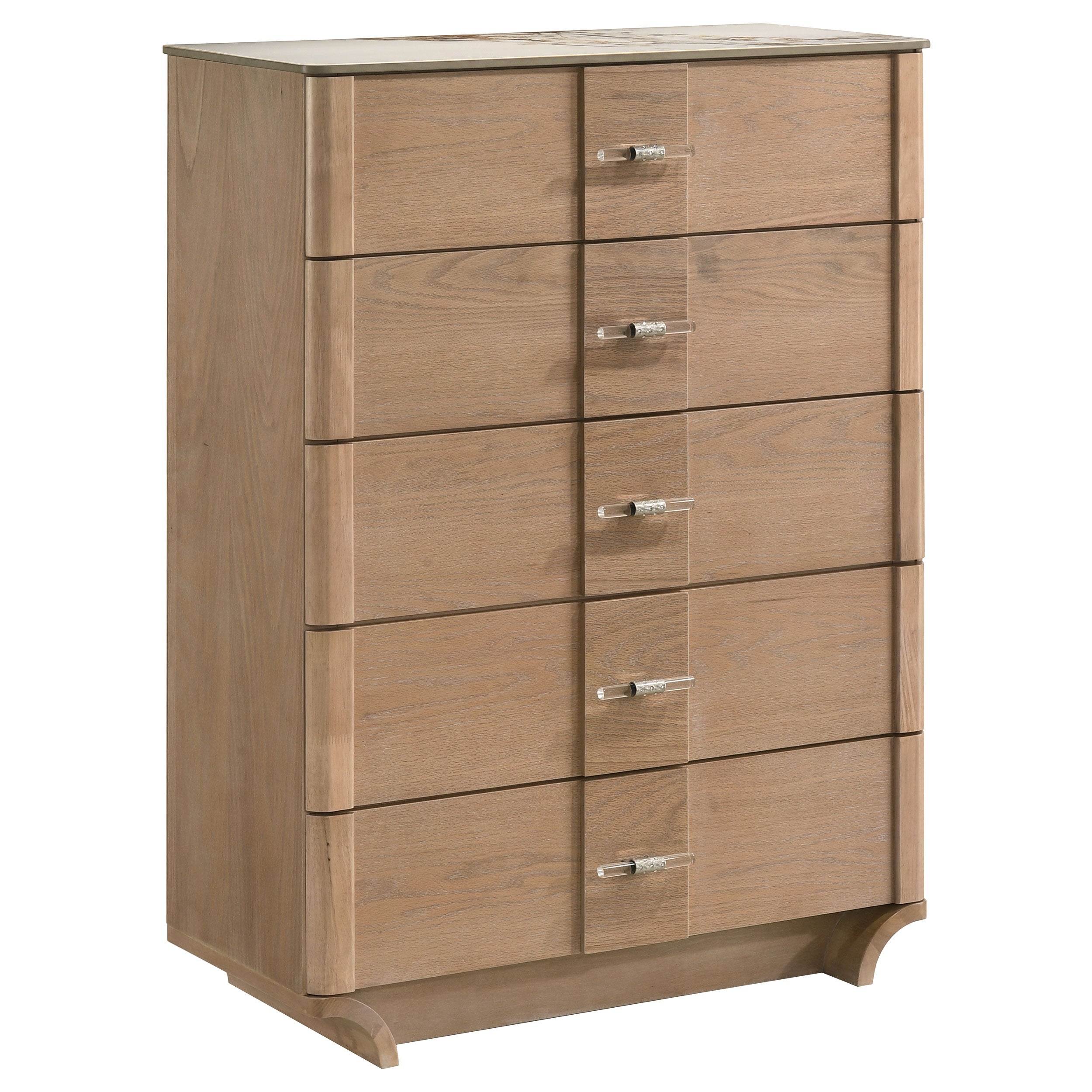 Leanne 5-drawer Sinter Stone Top Chest of Drawers Light Oak — view 1