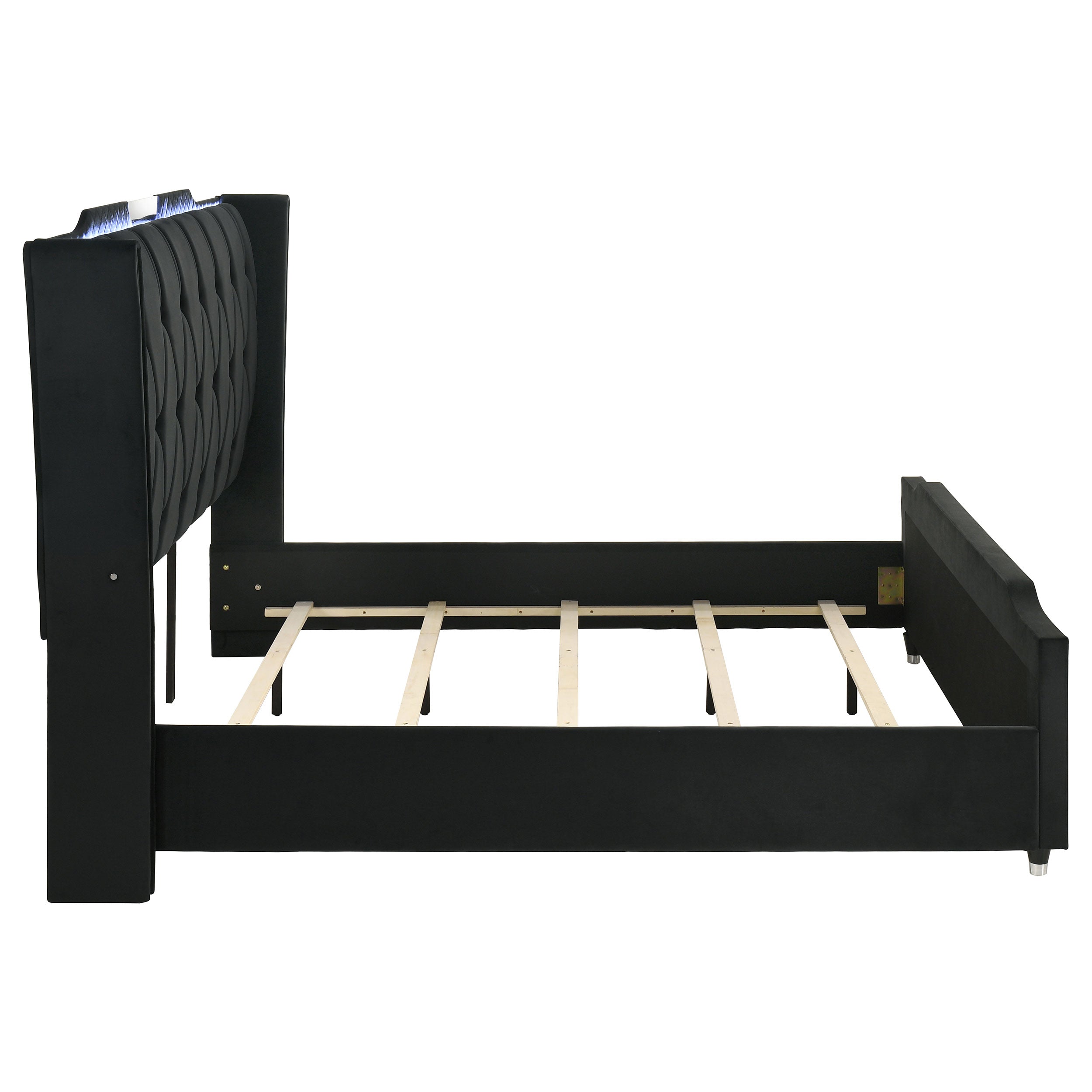 Lorient California King LED Upholstered Bed Black — view 6