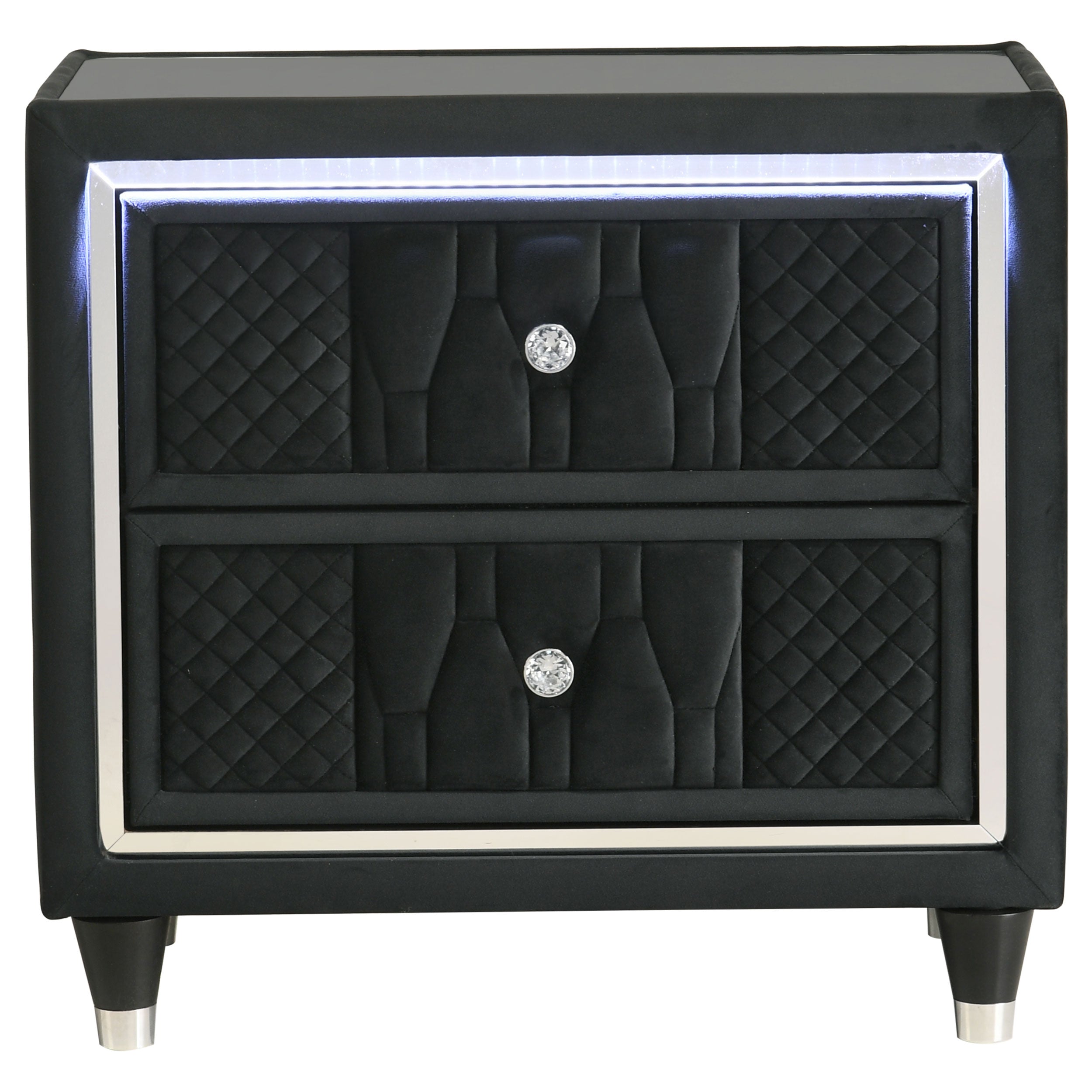 Lorient 2-drawer LED Nightstand with USB Black — view 3
