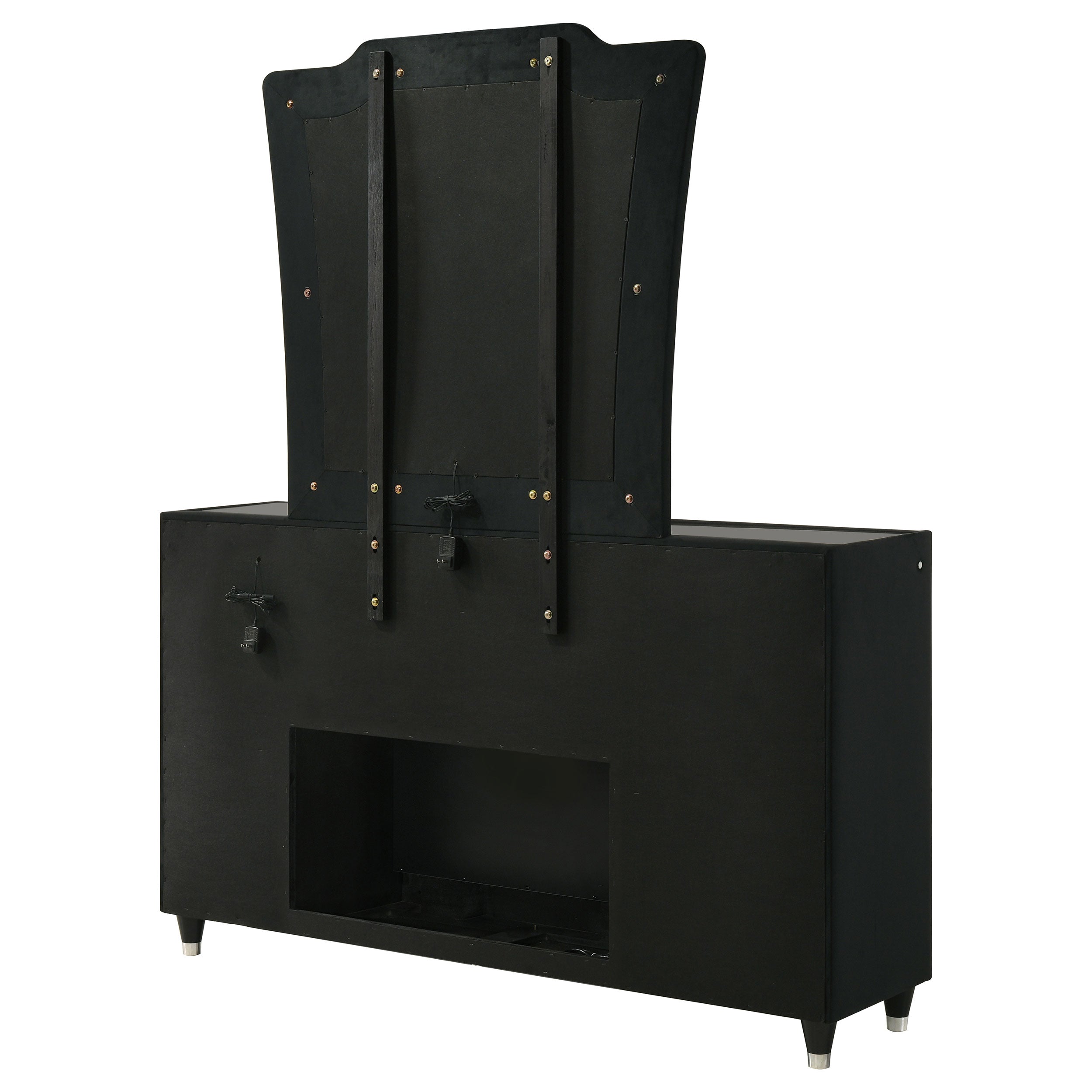 Lorient 8-drawer LED Flame Box Dresser and Mirror Black — view 8
