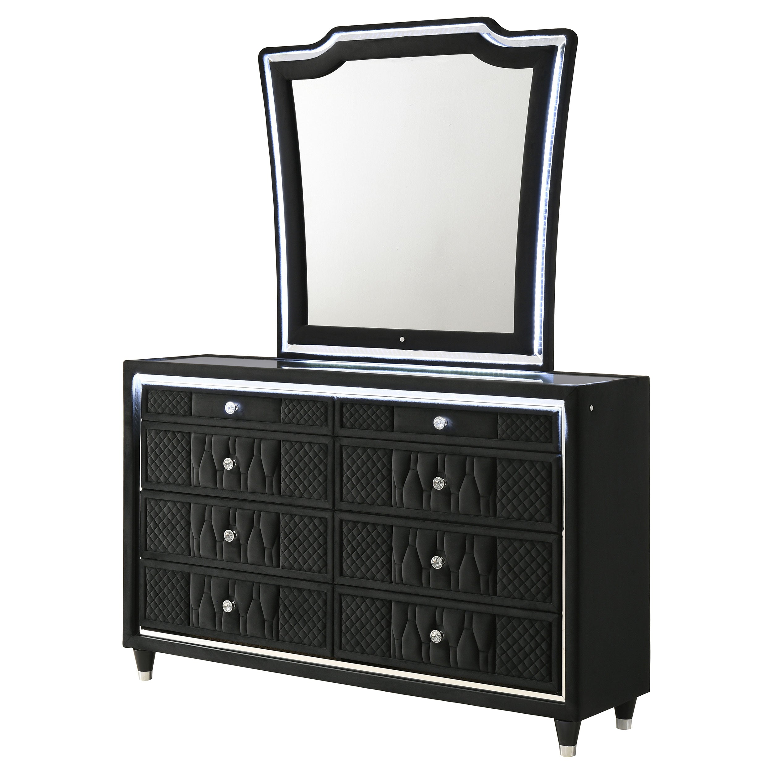 Lorient 8-drawer LED Dresser with Mirror Black — view 4