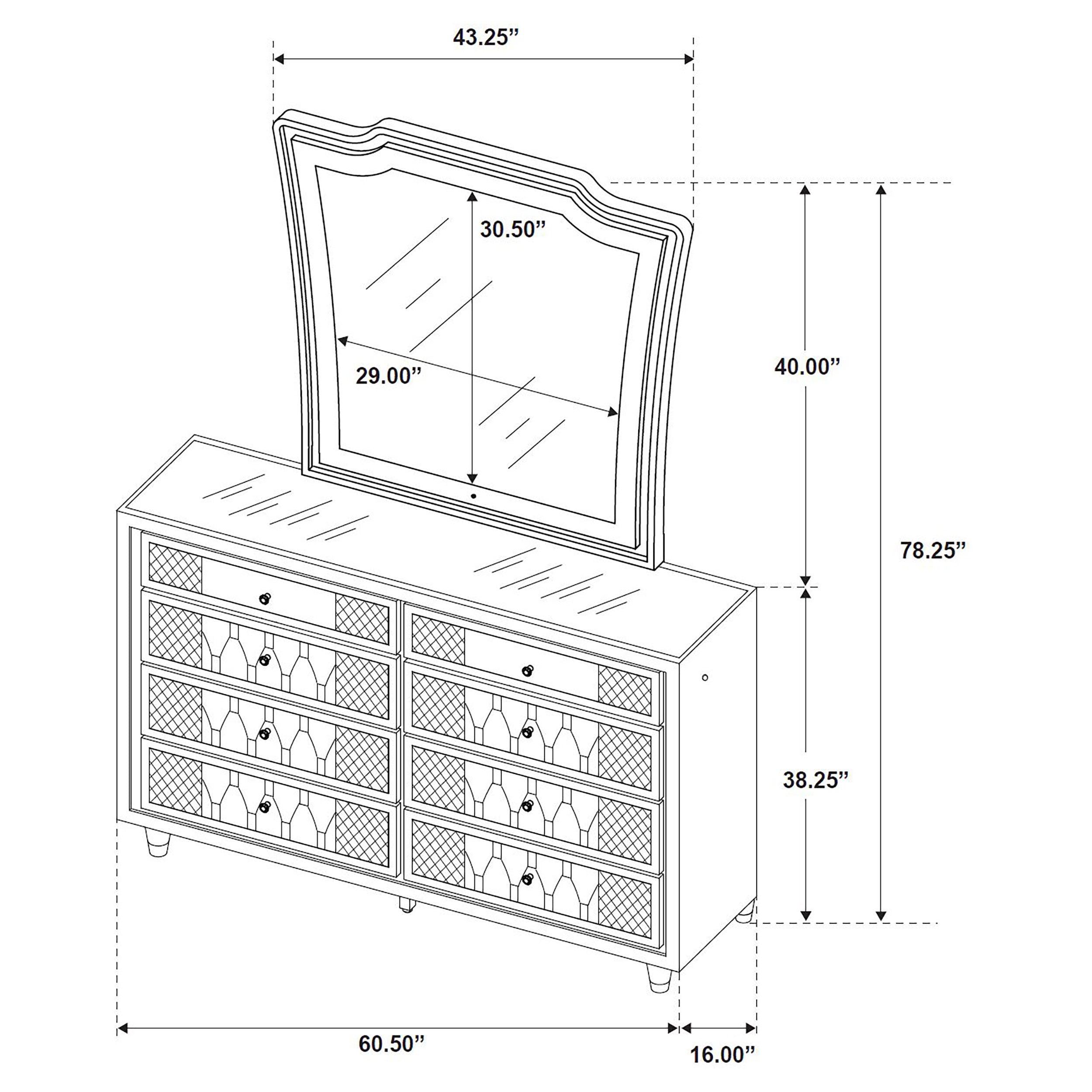 Lorient 8-drawer LED Dresser with Mirror Black — view 13