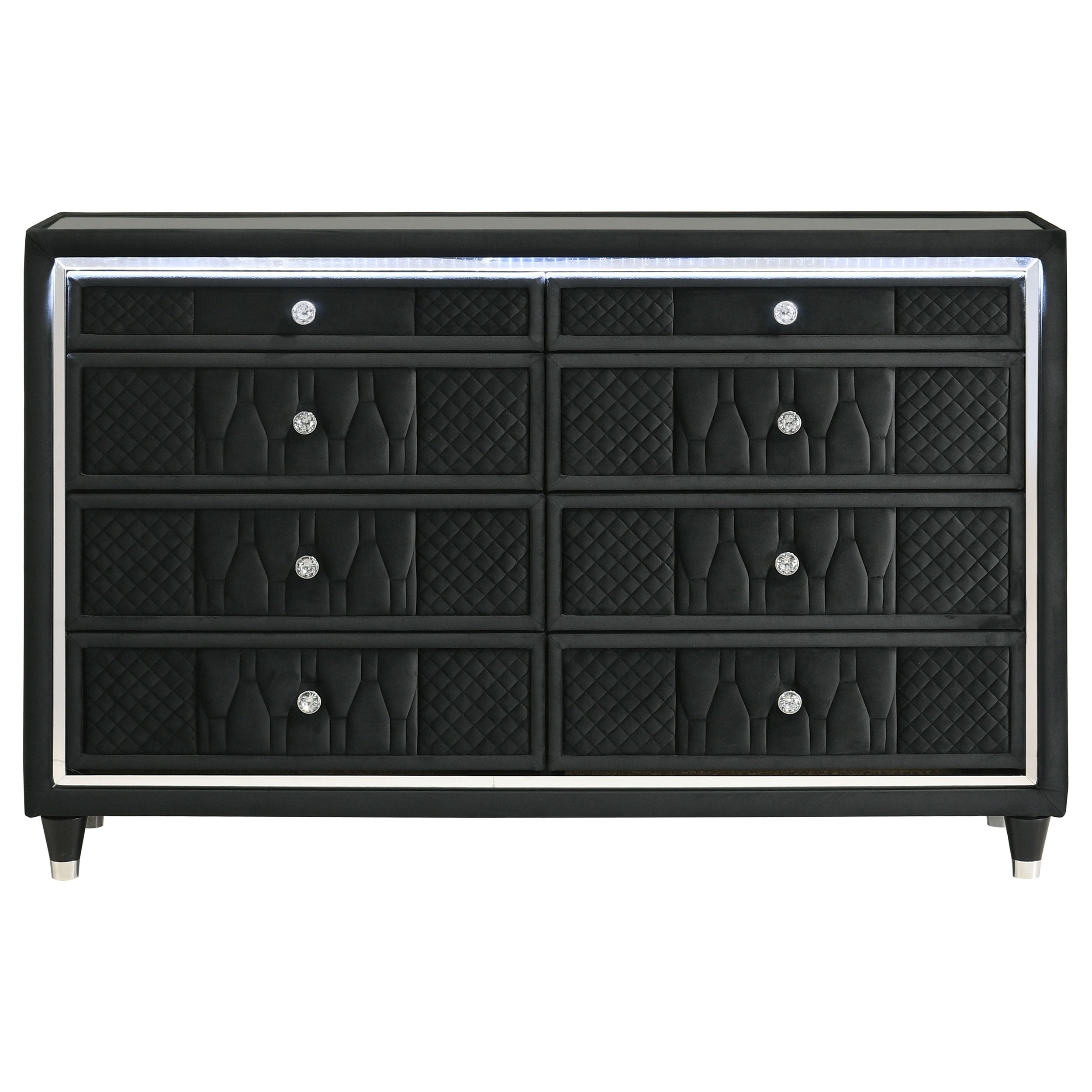 Lorient 8-drawer LED Bedroom Dresser Cabinet Black — view 3