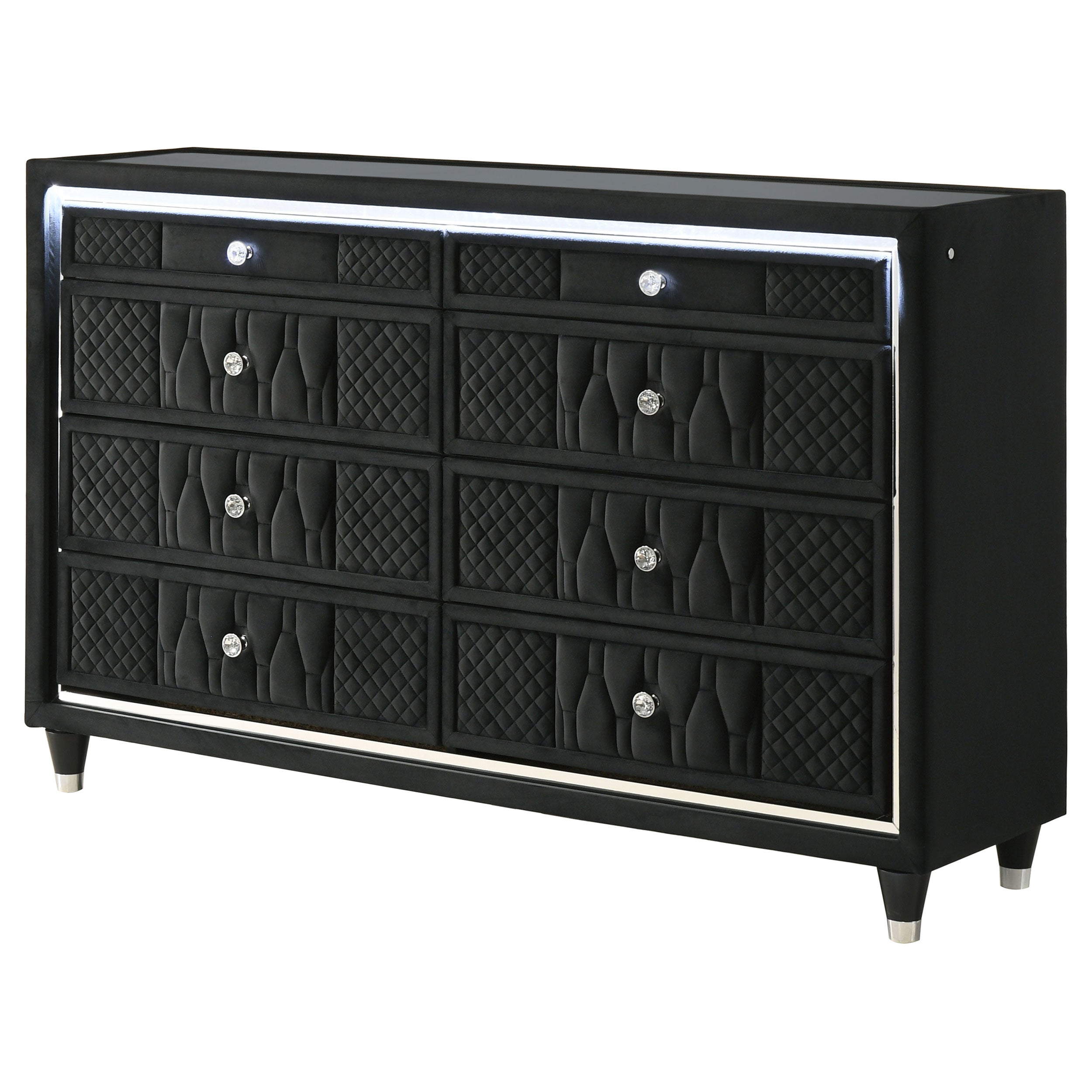 Lorient 8-drawer LED Bedroom Dresser Cabinet Black — view 4