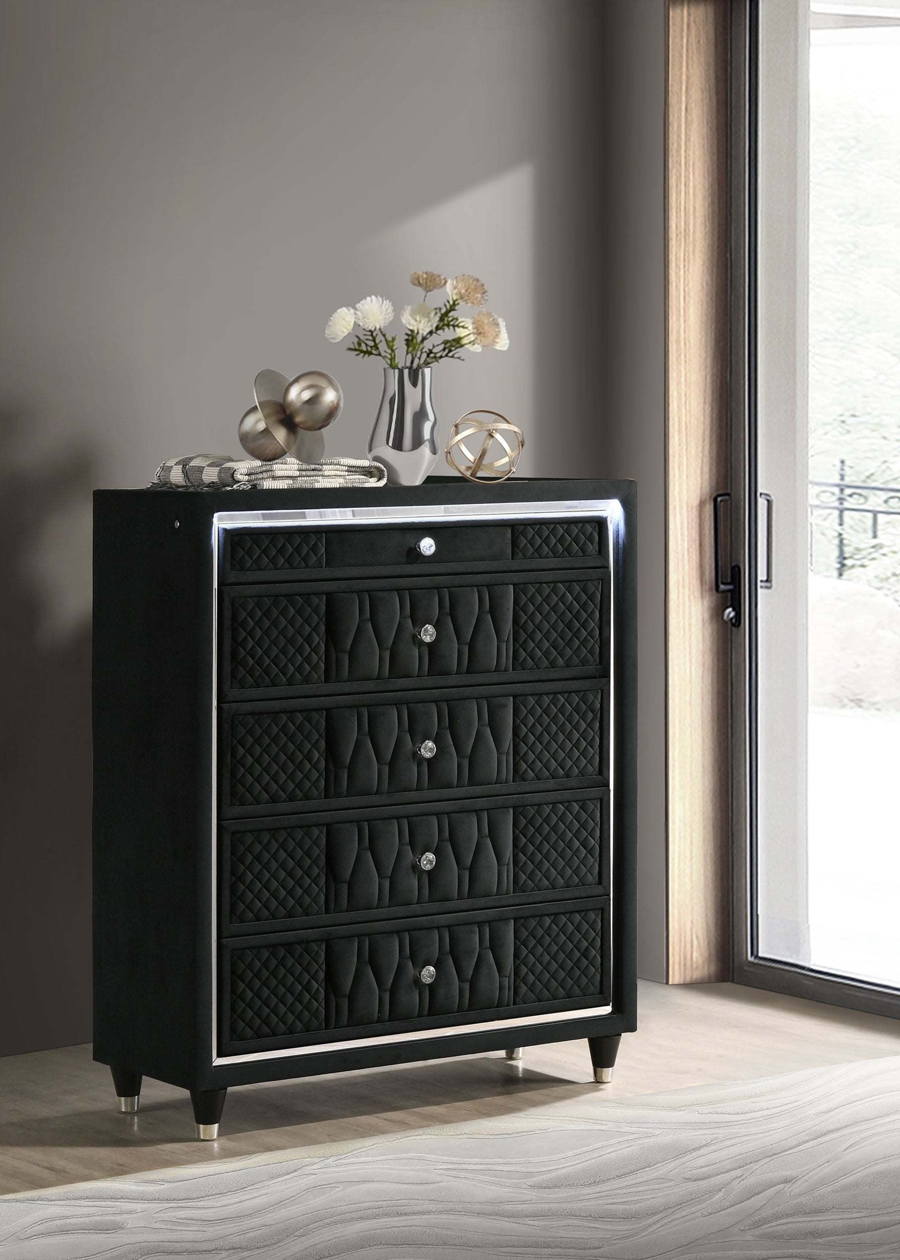 Lorient 5-drawer LED Chest of Drawers Black — view 2