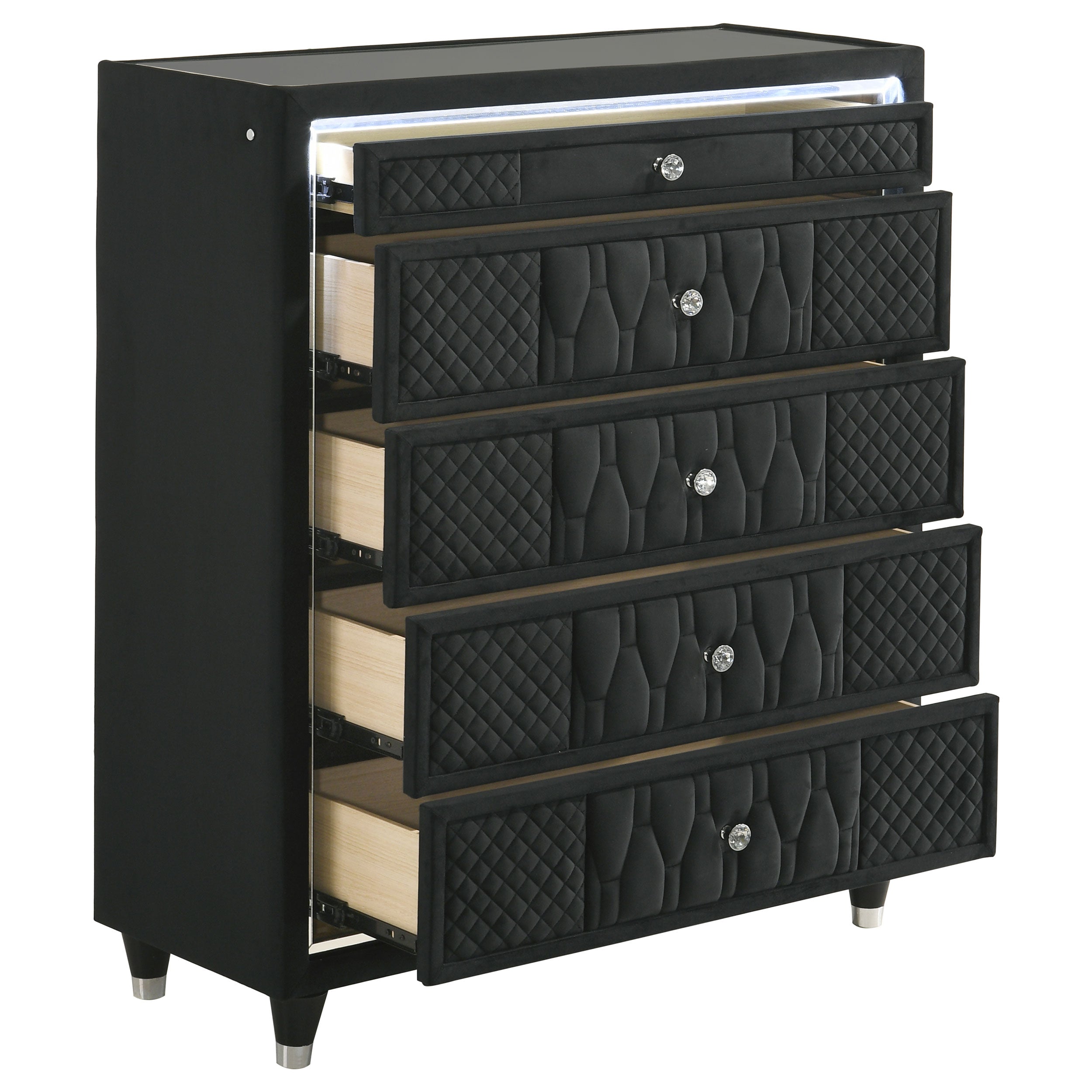 Lorient 5-drawer LED Chest of Drawers Black — view 10