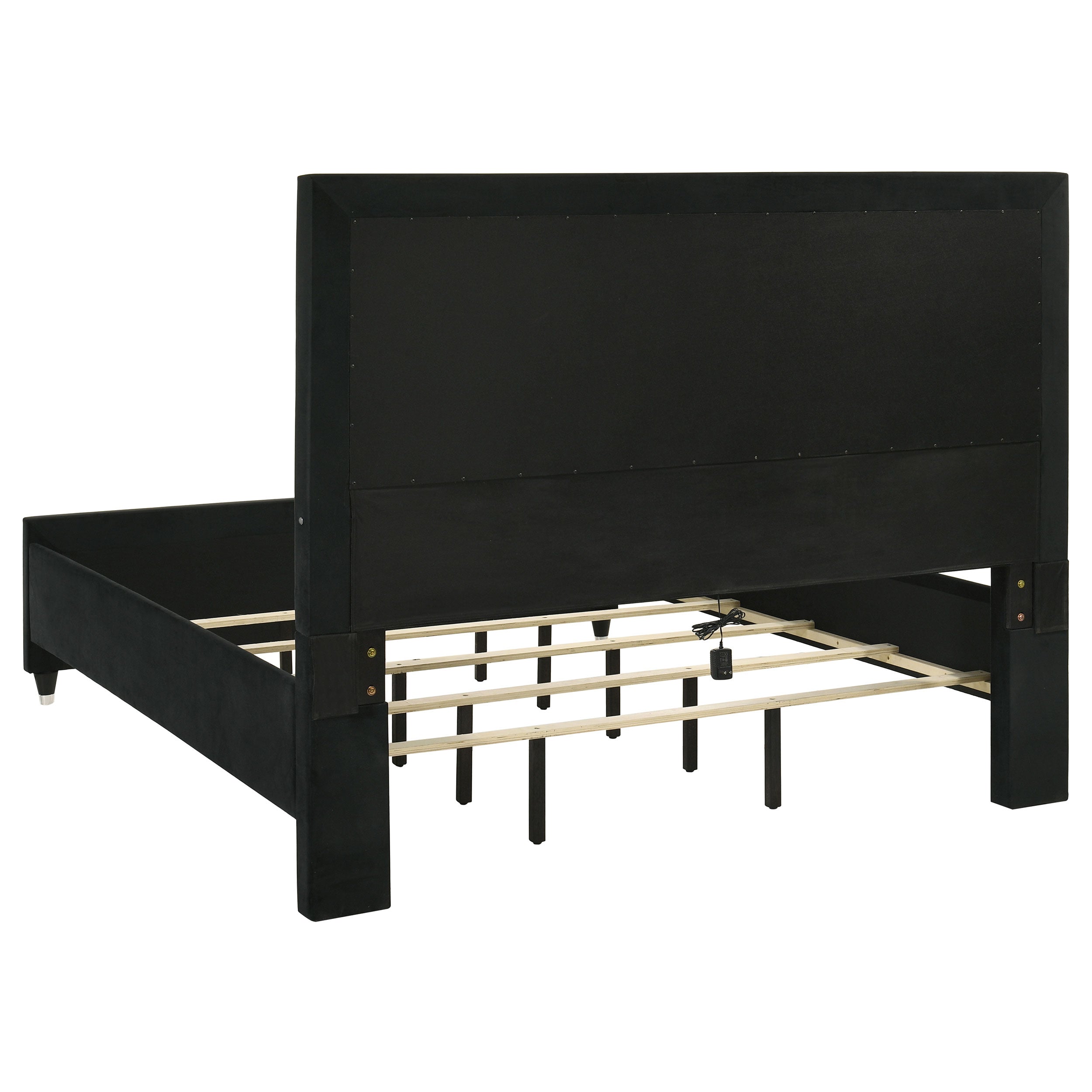 Ravenne 4-piece Velvet Upholstered California King LED Bedroom Set Black — view 4