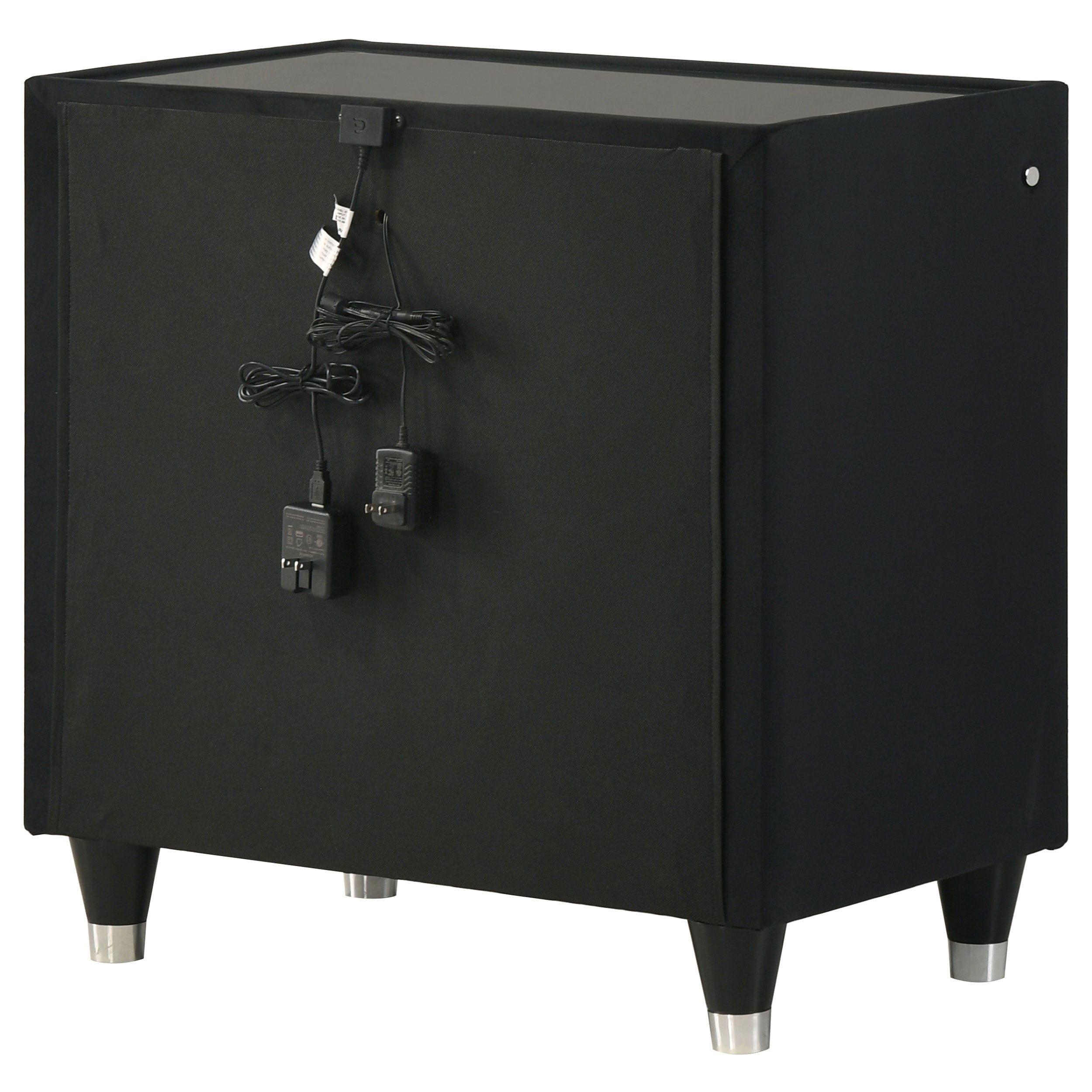 Ravenne 2-drawer Velvet Upholstered LED Nightstand with USB Black — view 8