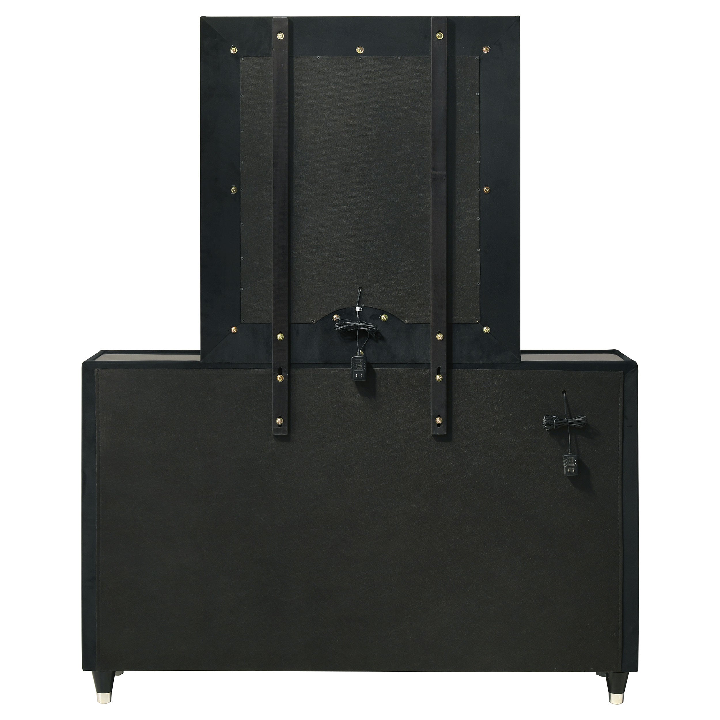 Ravenne 8-drawer Velvet Upholstered LED Dresser and Mirror Black — view 7