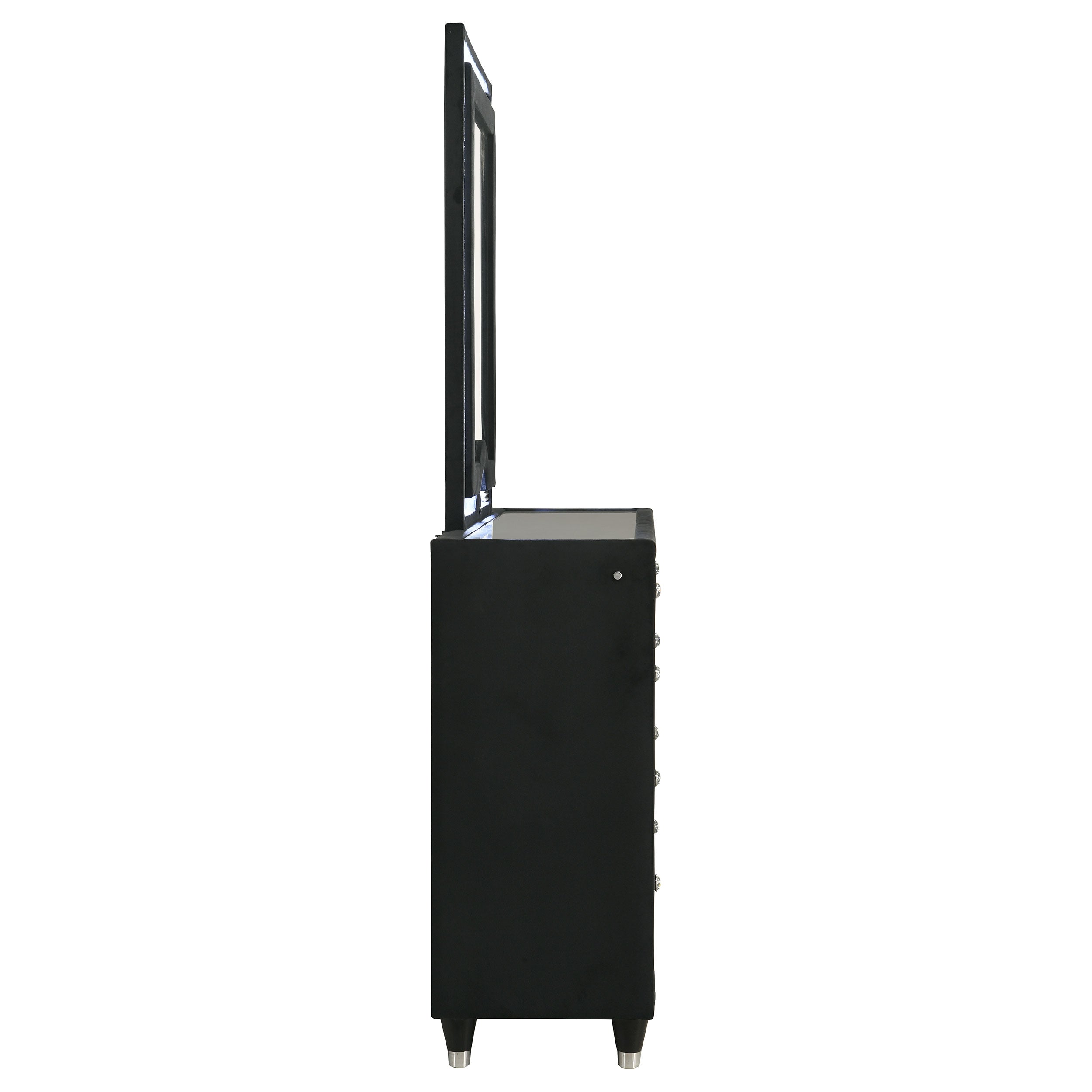 Ravenne 8-drawer Velvet Upholstered LED Dresser and Mirror Black — view 9