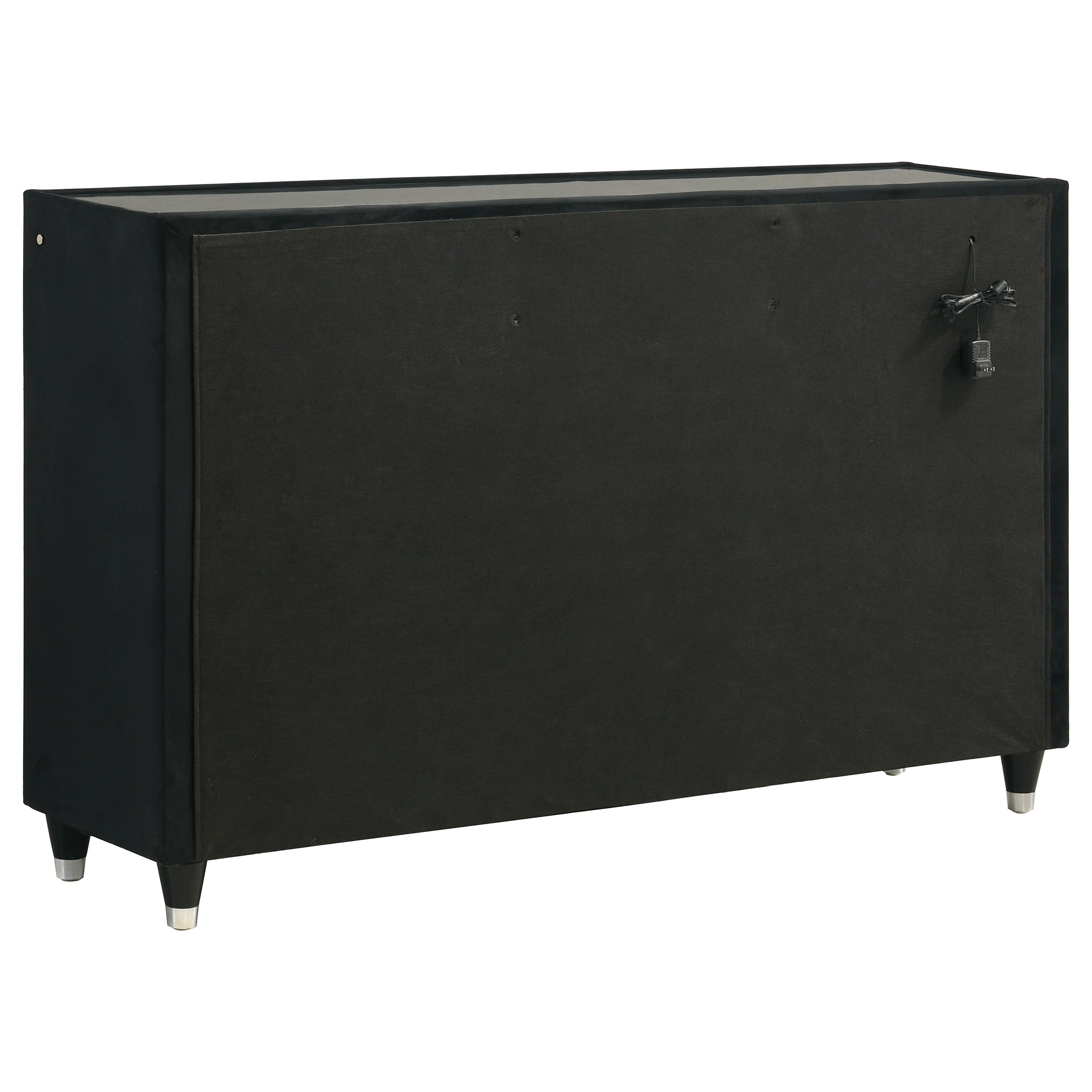 Ravenne 8-drawer Velvet Upholstered LED Dresser Cabinet Black — view 6