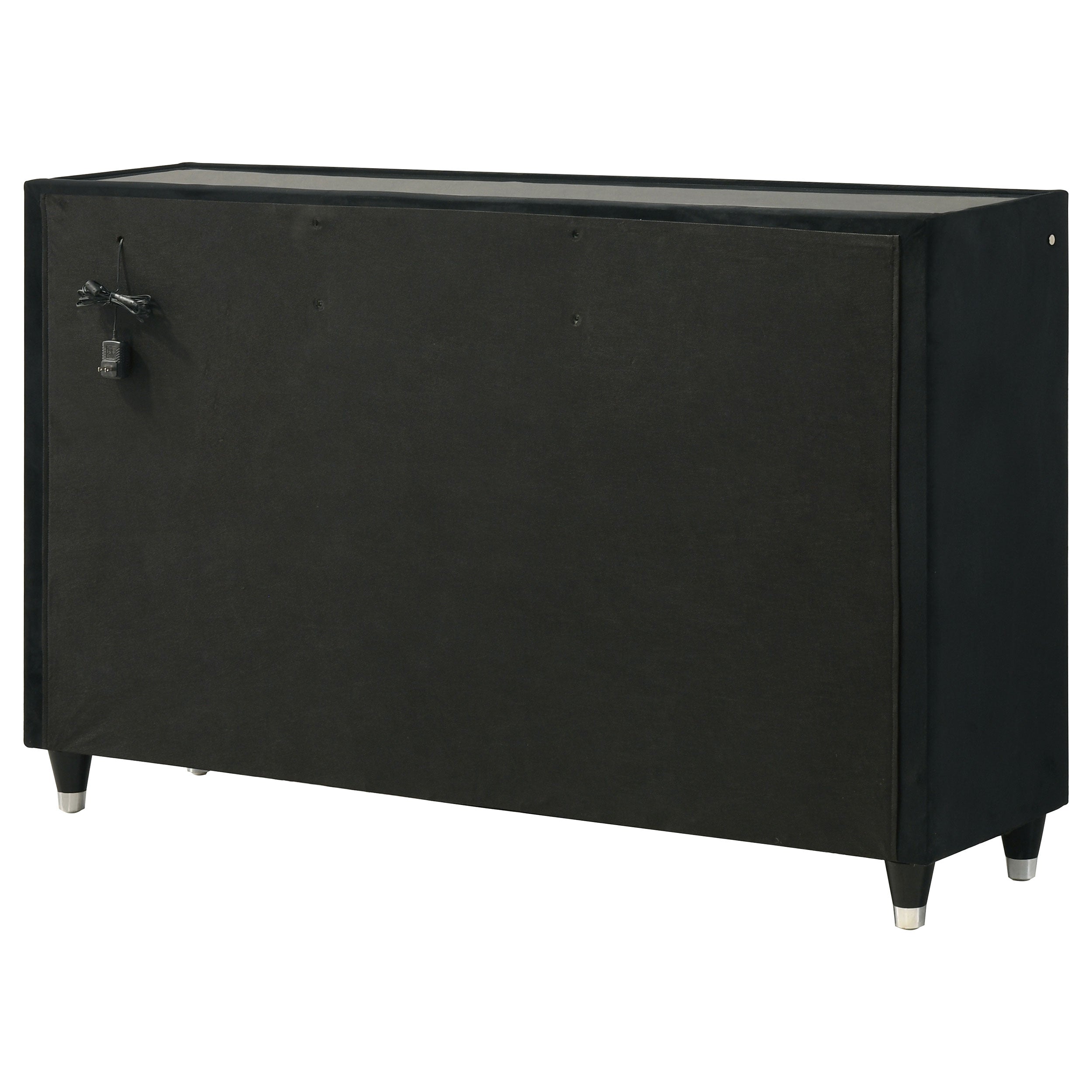 Ravenne 8-drawer Velvet Upholstered LED Dresser Cabinet Black — view 8