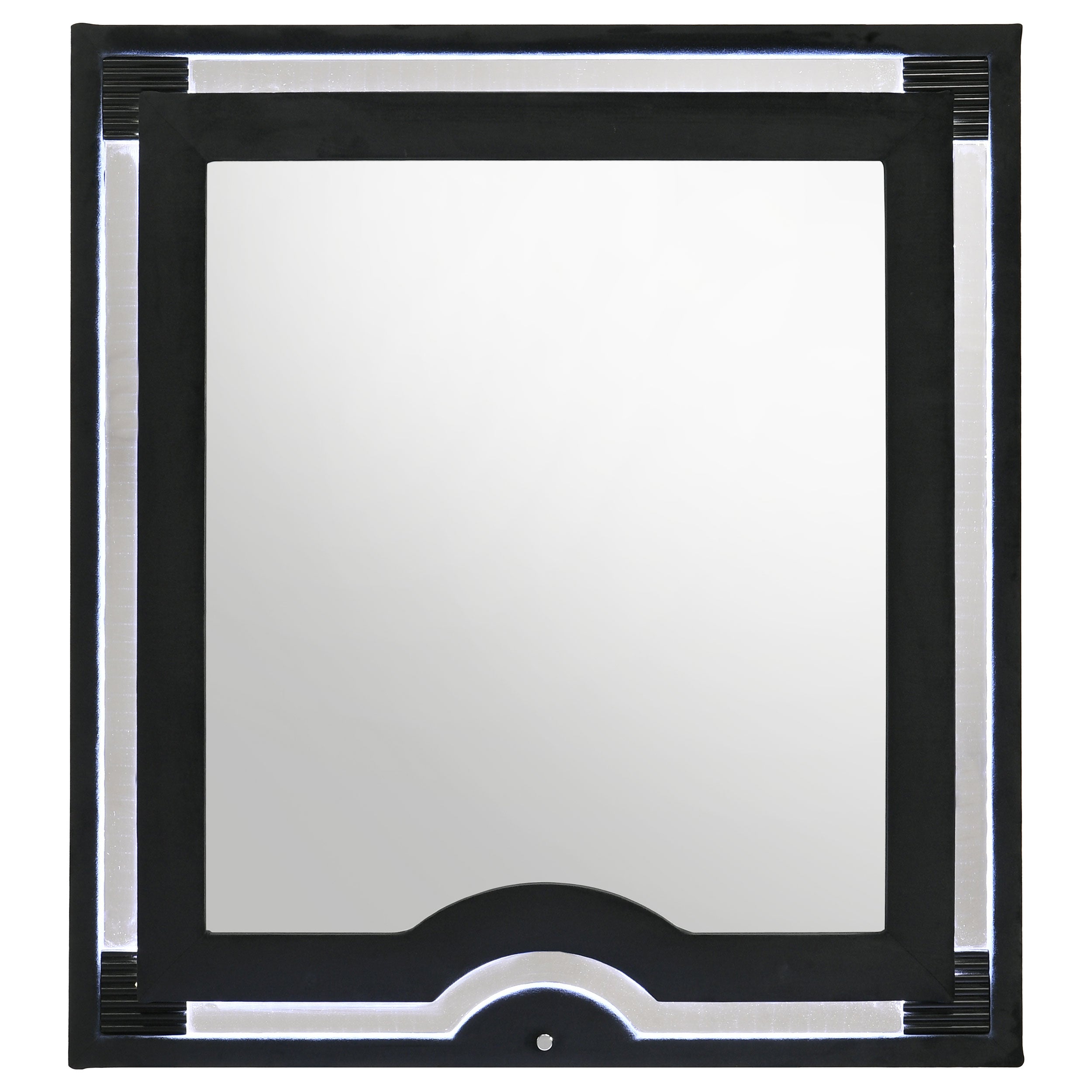 Ravenne Velvet Upholstered LED Dresser Mirror Black — view 3