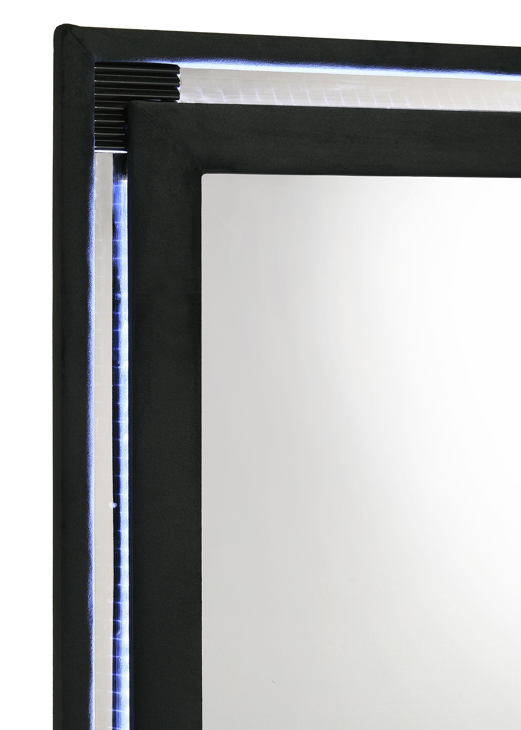 Ravenne Velvet Upholstered LED Dresser Mirror Black — view 4
