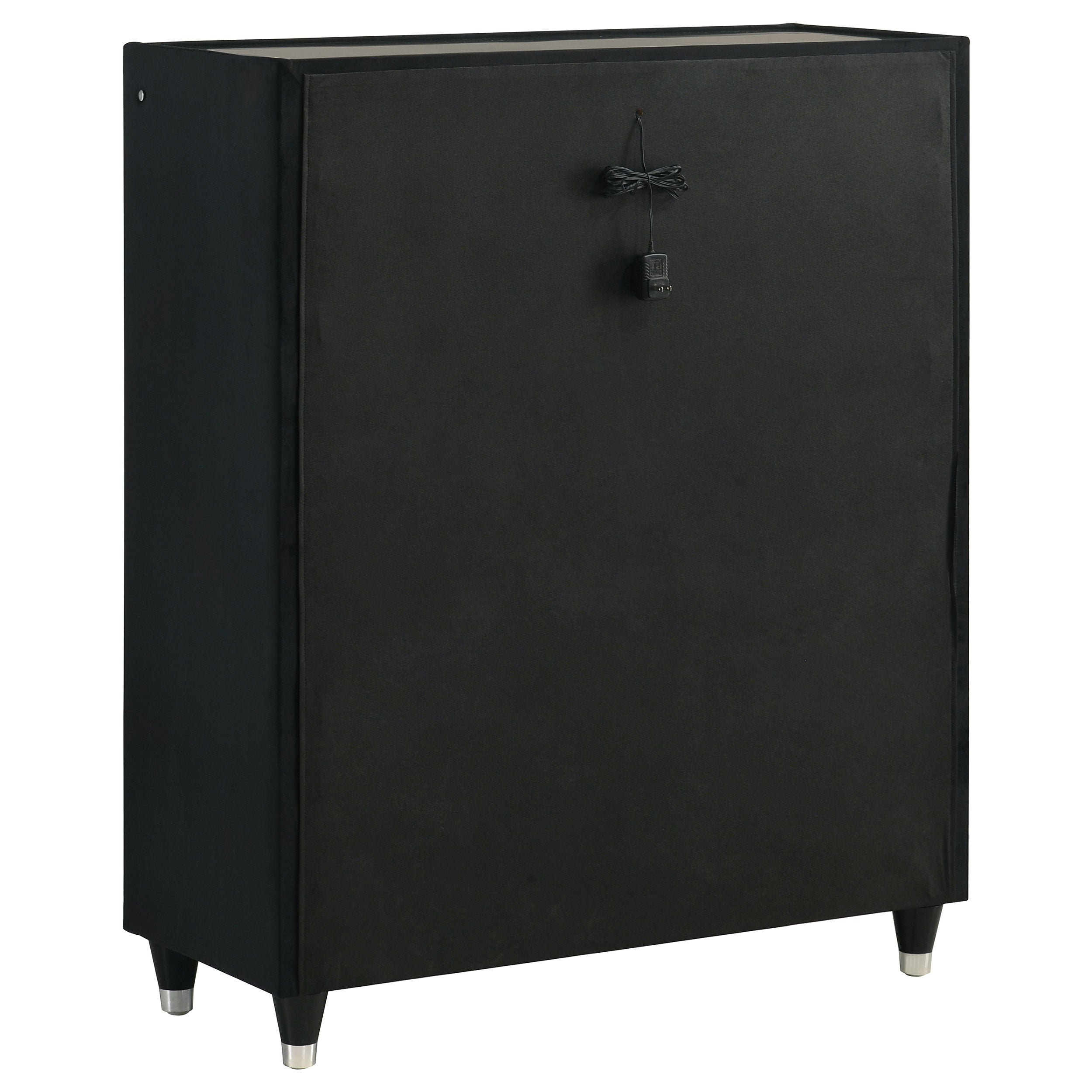 Ravenne 5-drawer Velvet Upholstered LED Chest of Drawers Black — view 6
