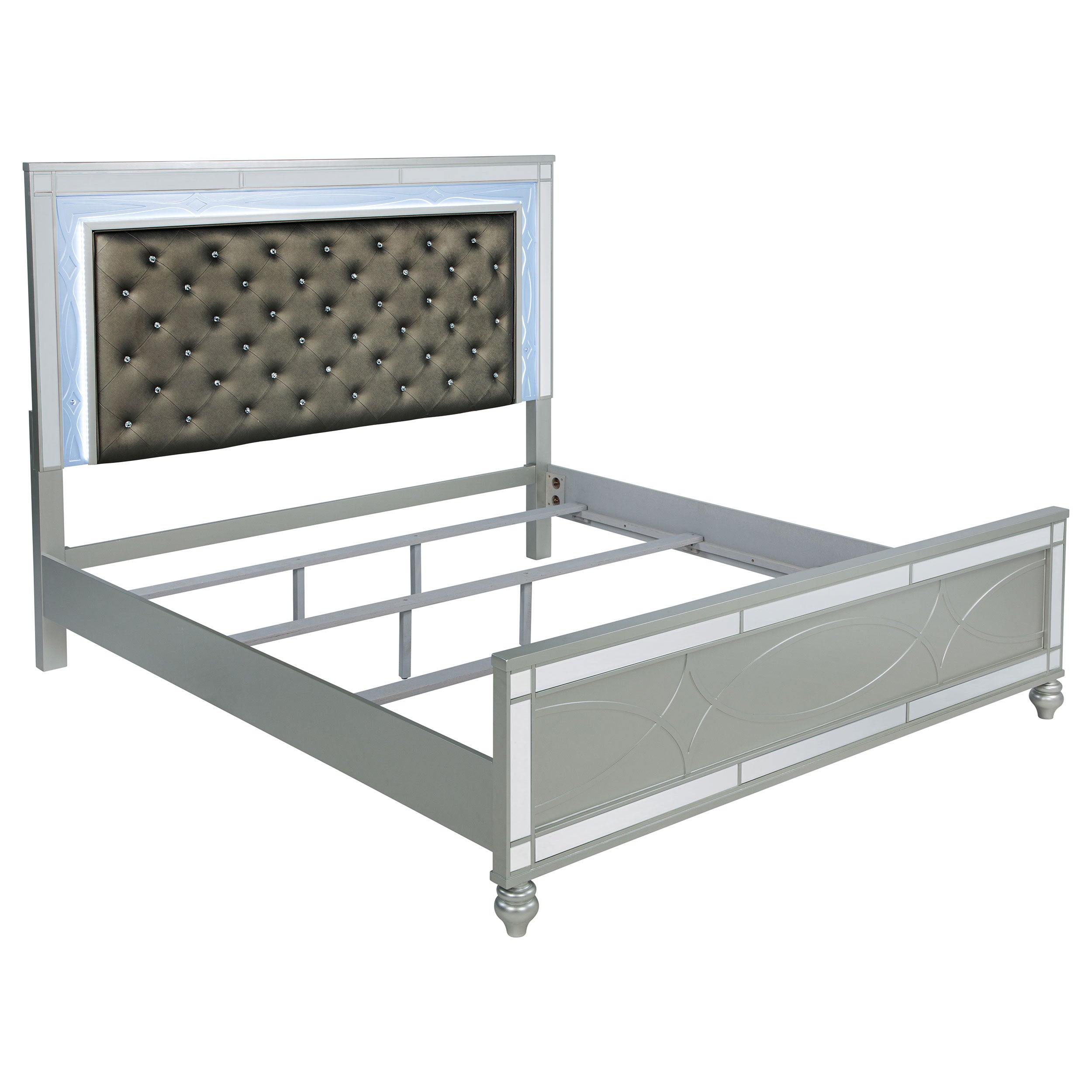 Gunnison Wood Eastern King LED Panel Bed Silver Metallic — view 1