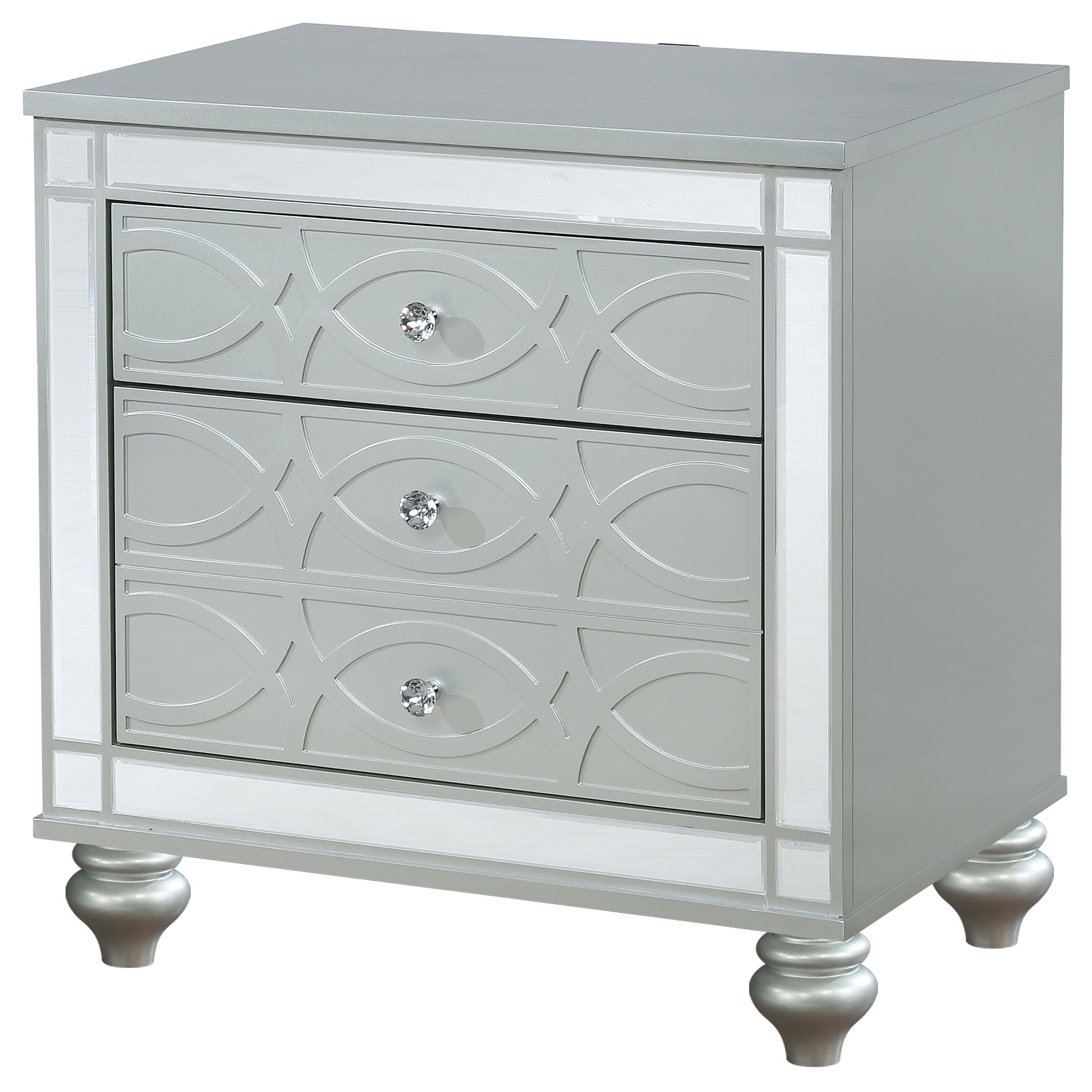 Gunnison 2-drawer Nightstand Silver Metallic — view 4