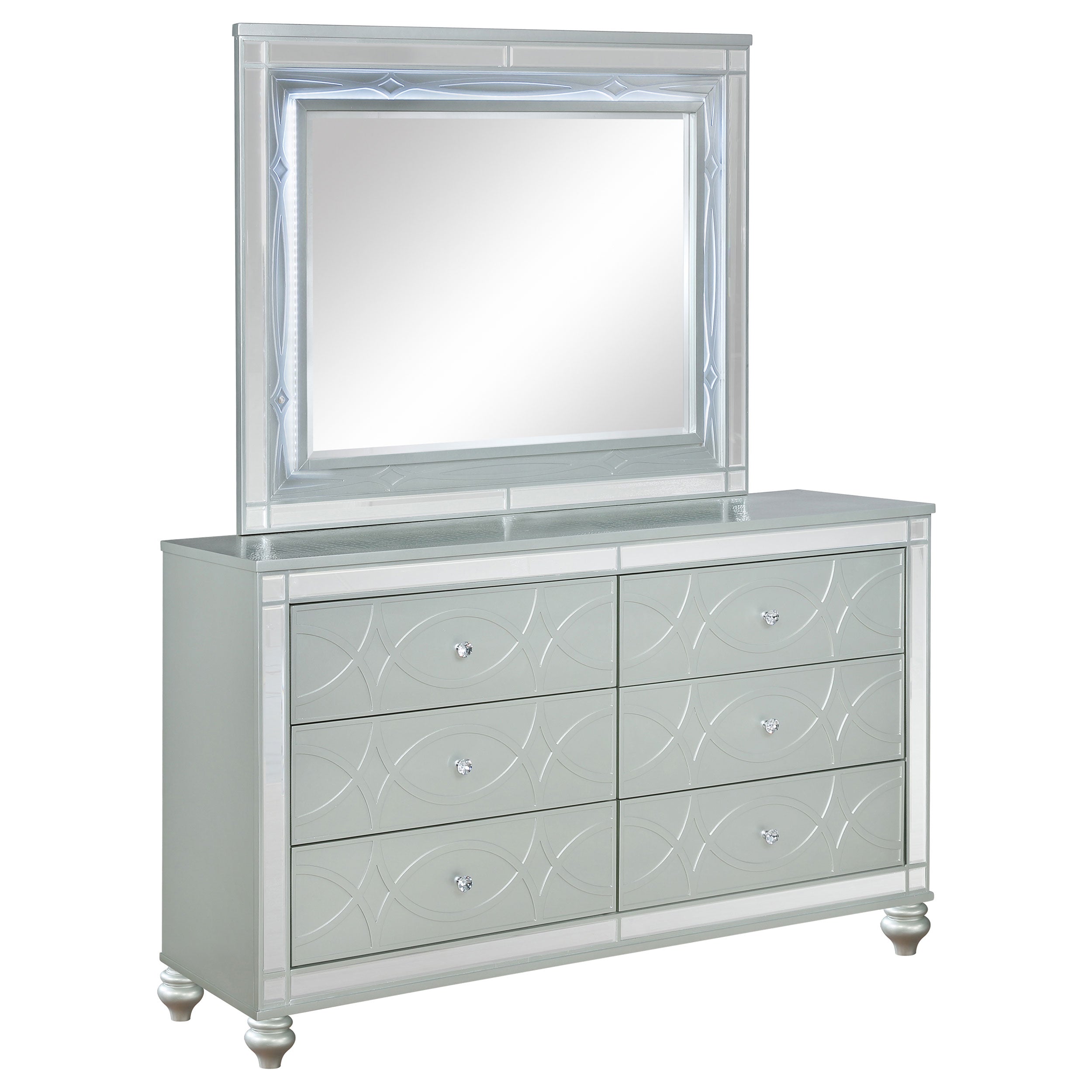 Gunnison 6-drawer Dresser with Mirror Silver Metallic — view 1
