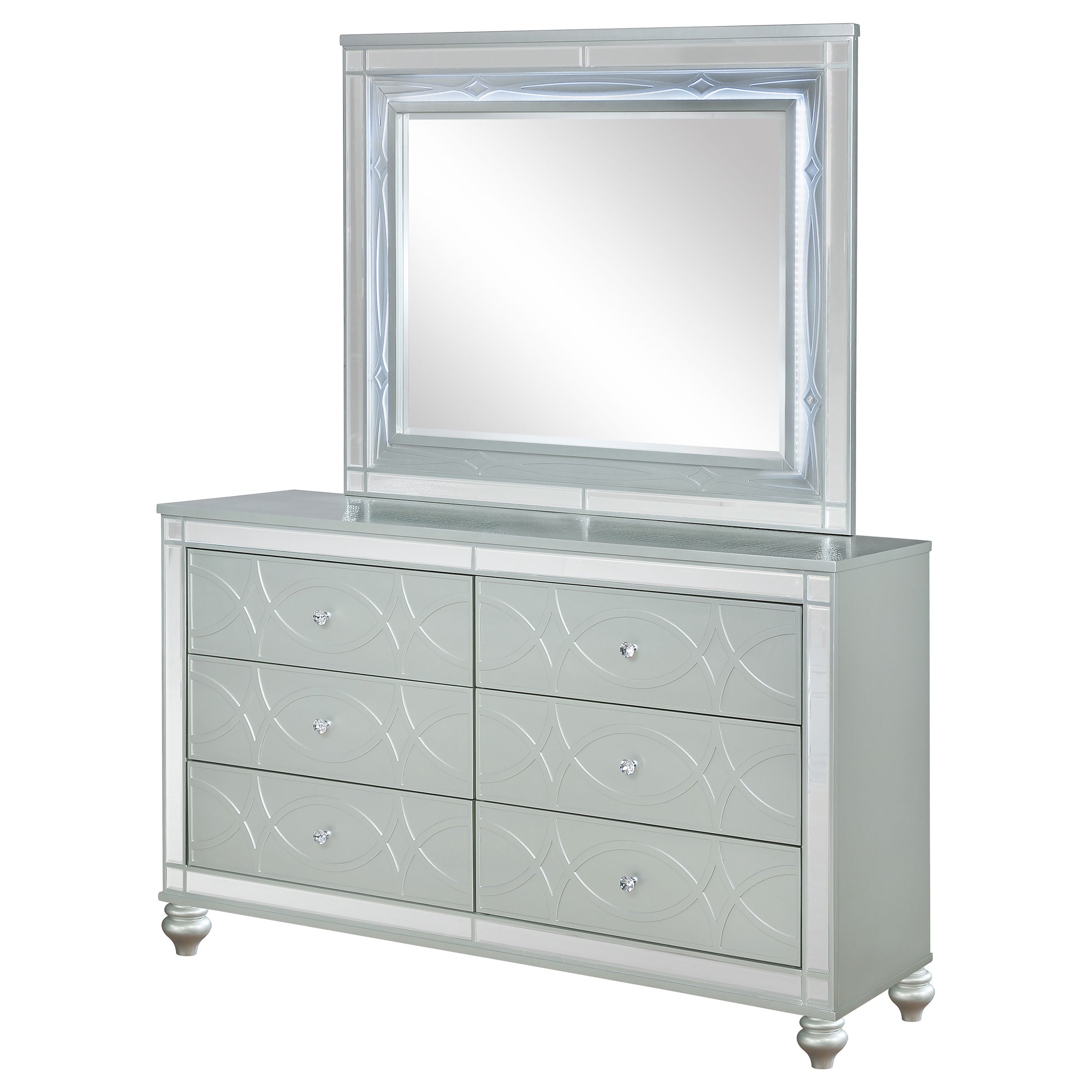 Gunnison 6-drawer Dresser with Mirror Silver Metallic — view 4