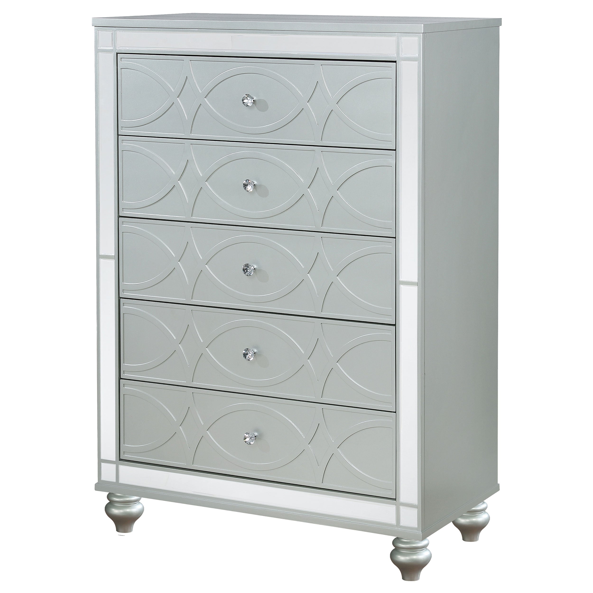 Gunnison 5-drawer Bedroom Chest Silver Metallic — view 4
