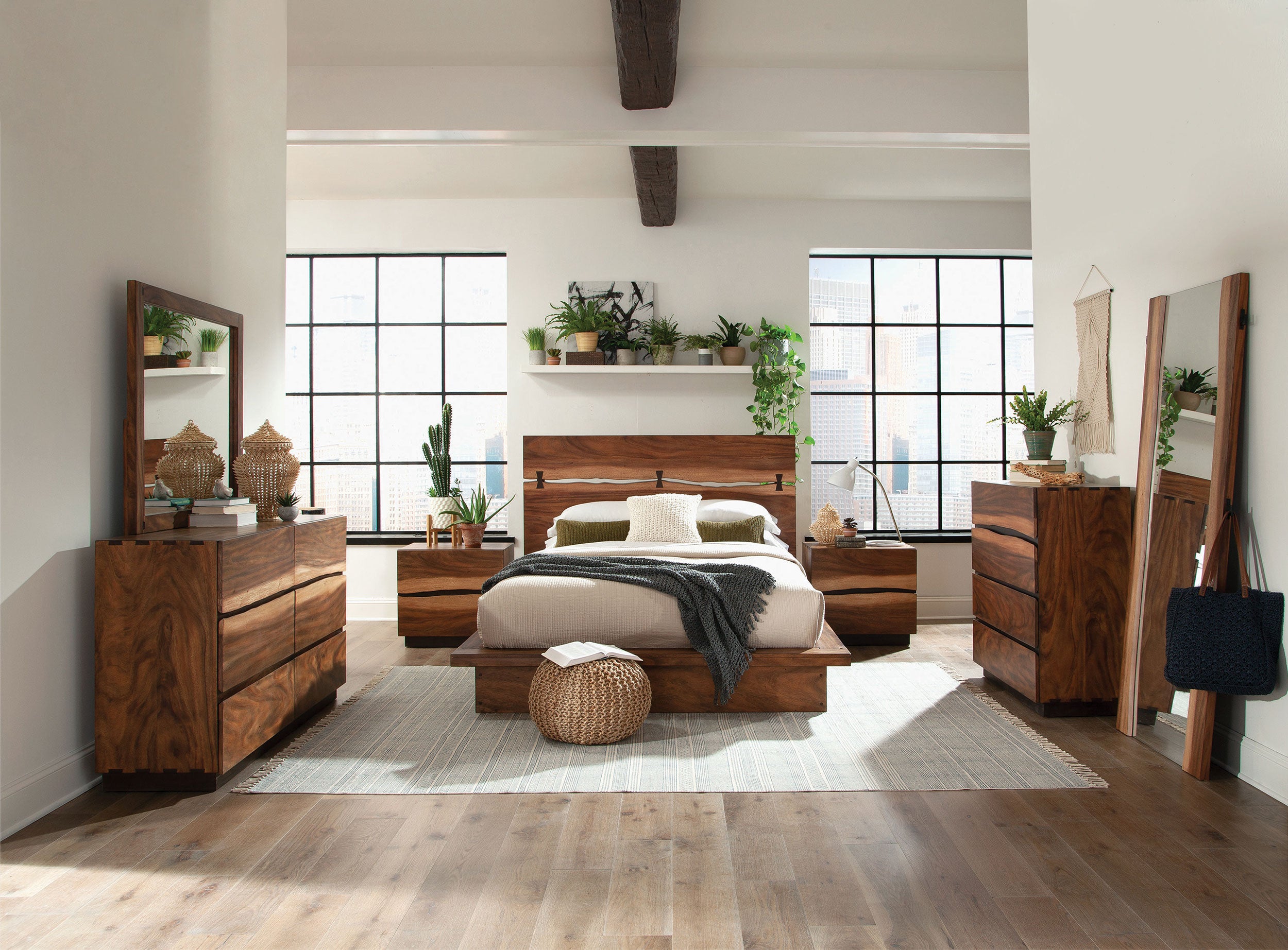 Winslow Wood Eastern King Panel Bed Smokey Walnut — view 5