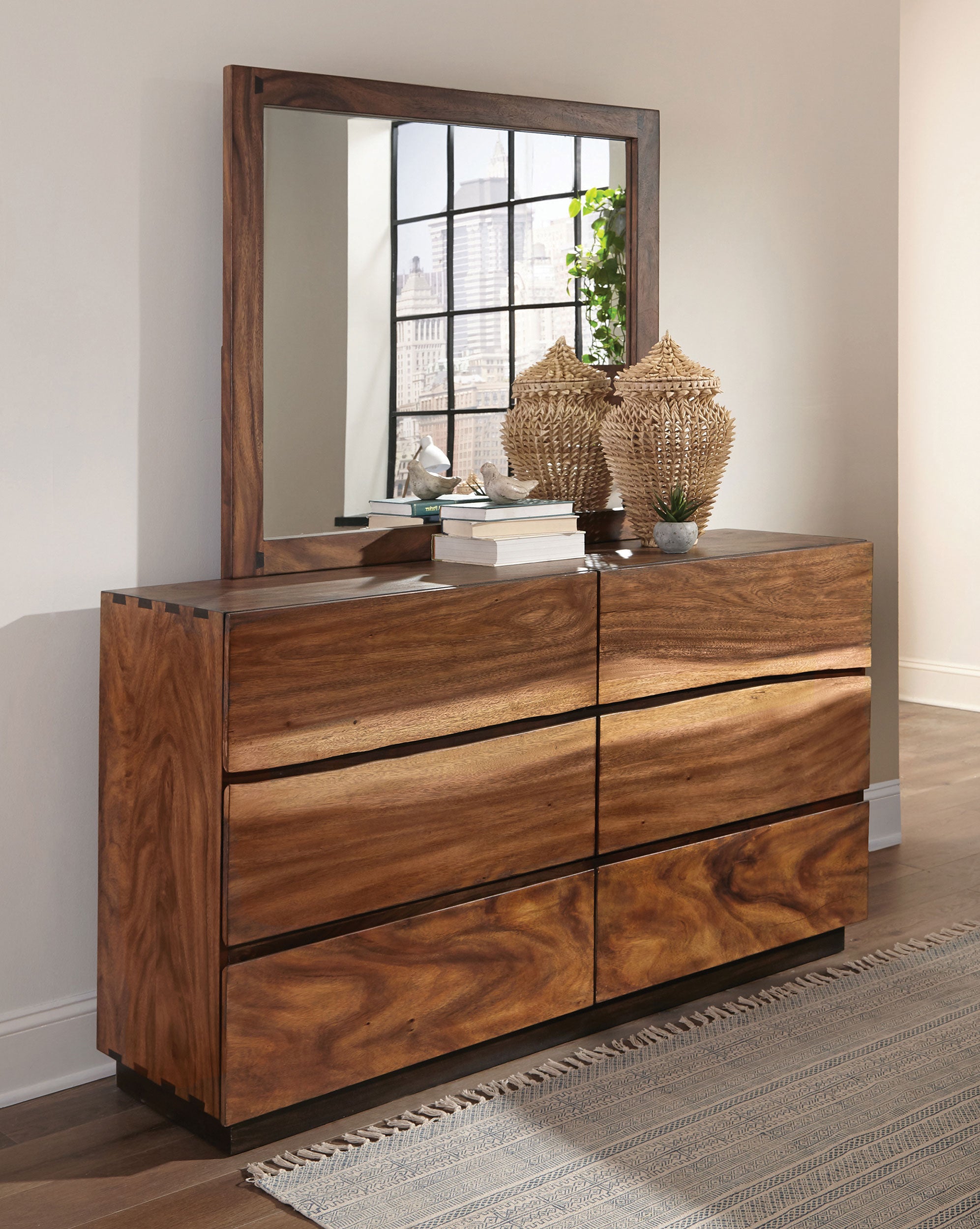 Winslow 6-drawer Dresser with Mirror Smokey Walnut — view 2