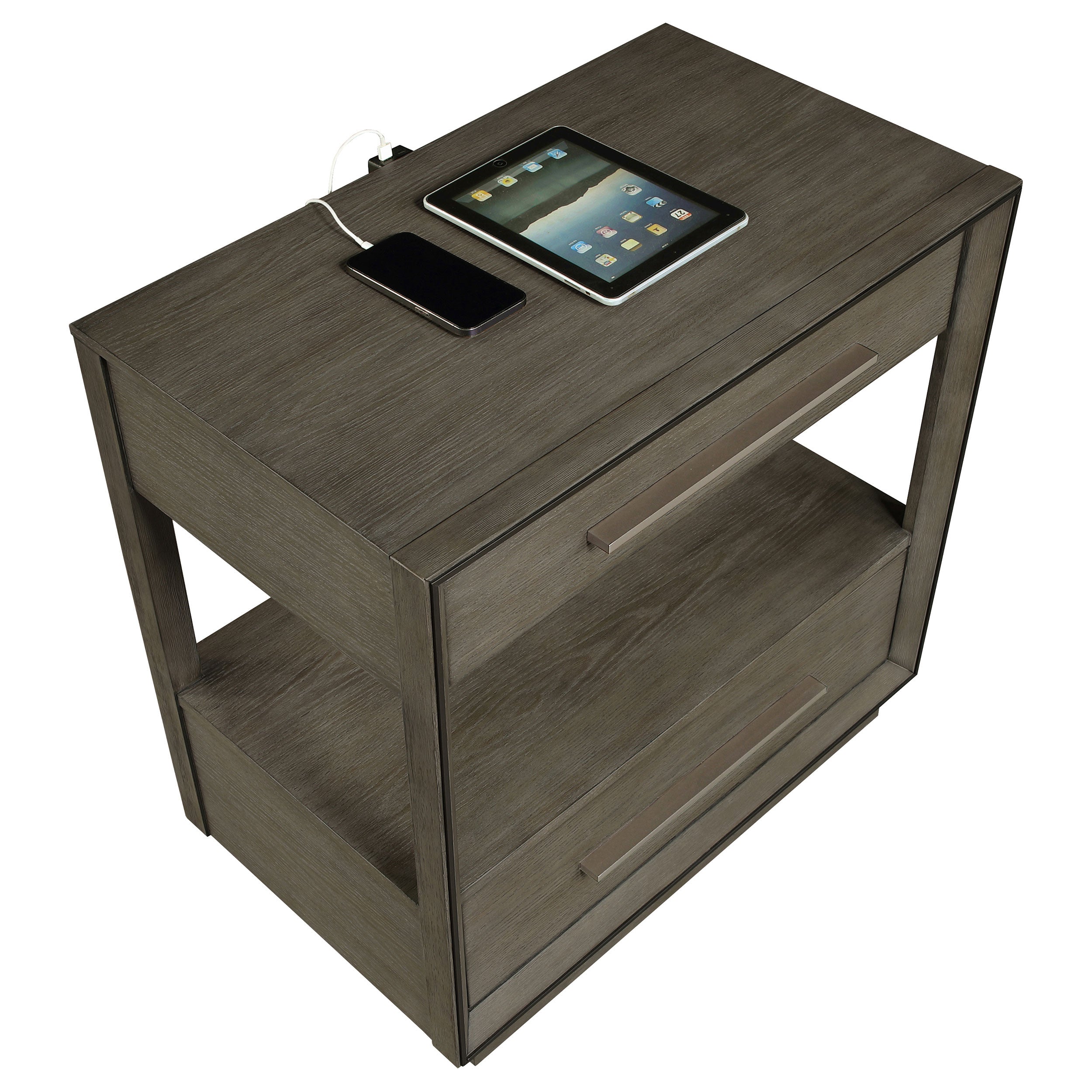 Durango 2-drawer Nightstand Bedside Table Taupe Oak — view 10