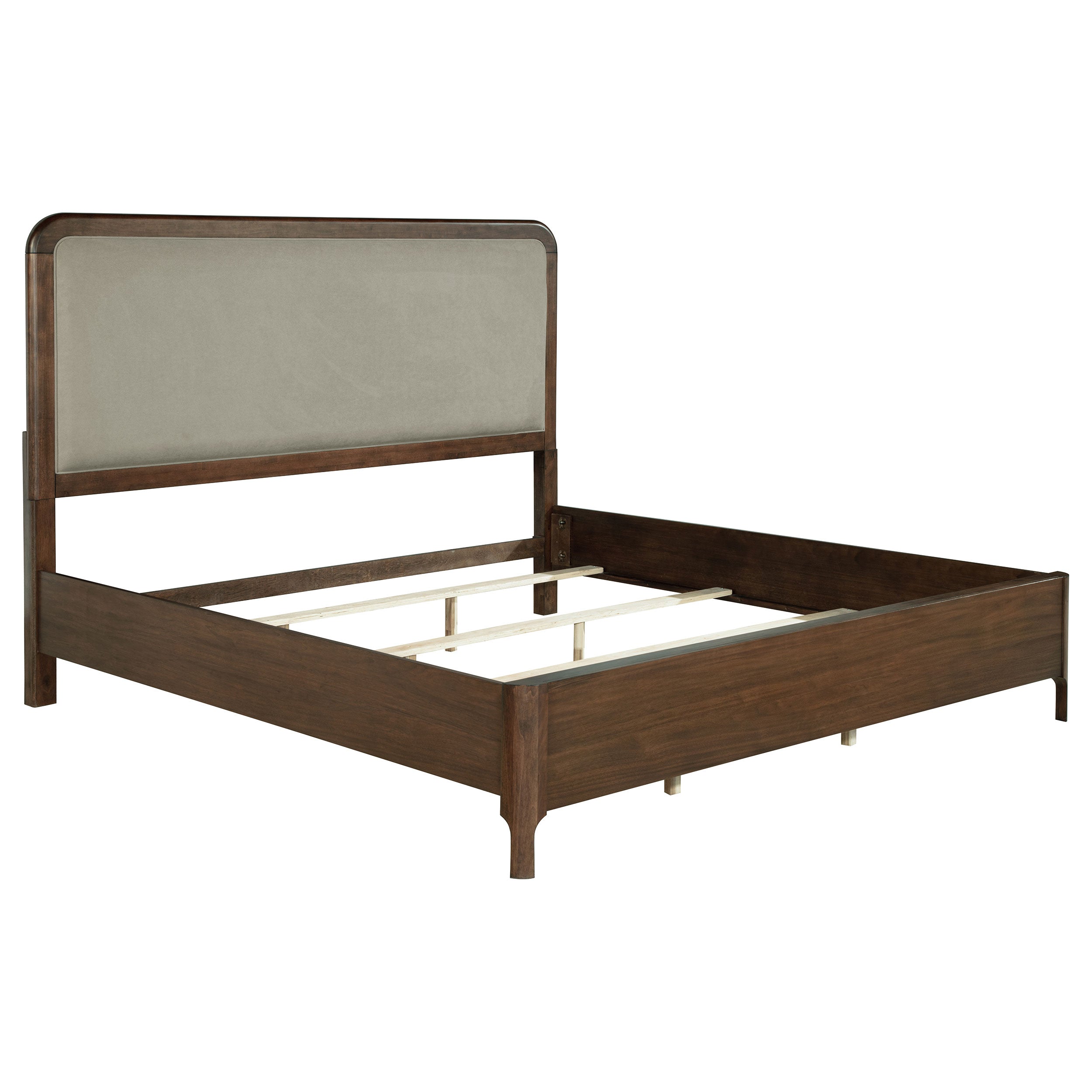 Maderia 57-inch Upholstered Eastern King Panel Bed Walnut — view 1