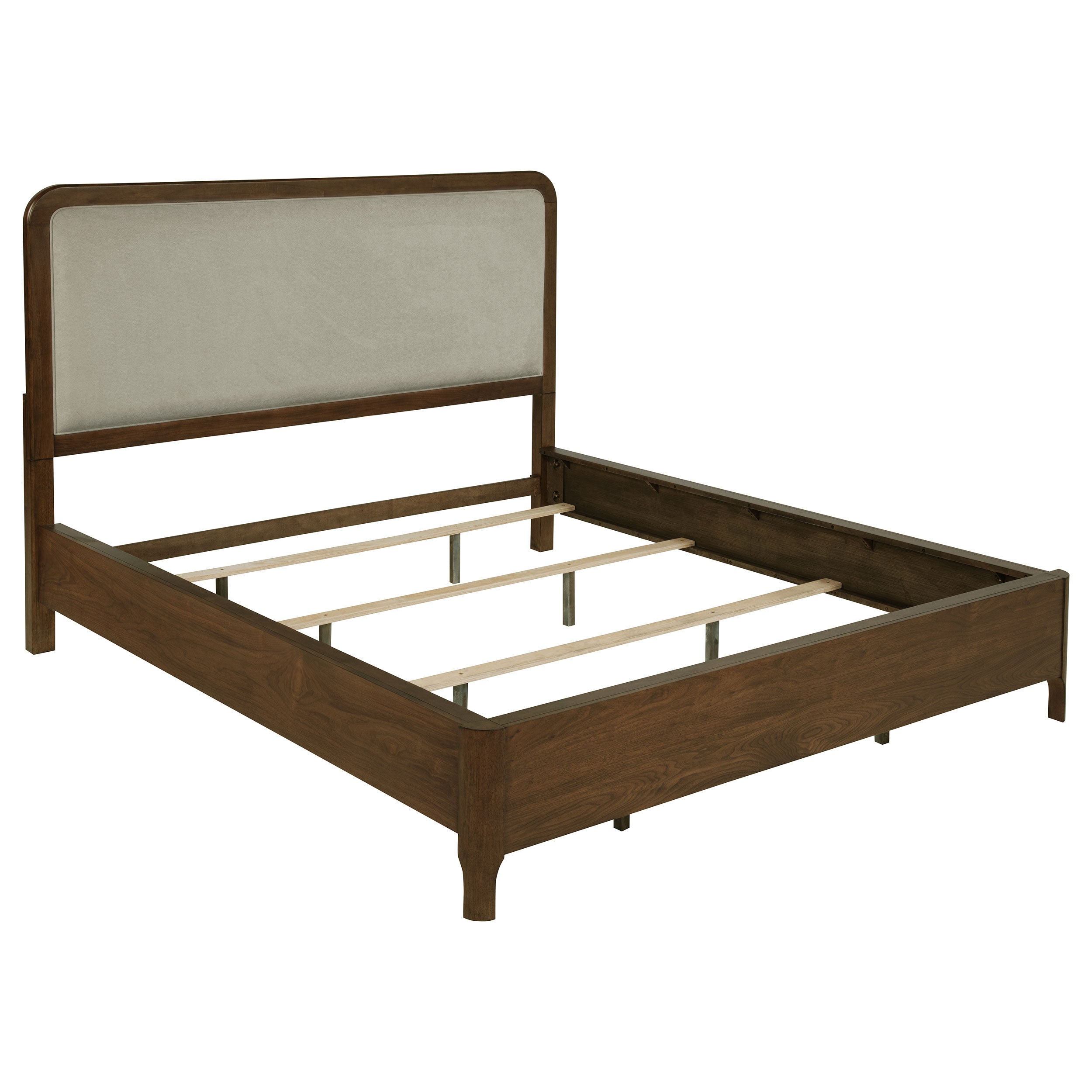 Maderia 57-inch Upholstered California King Panel Bed Walnut — view 1