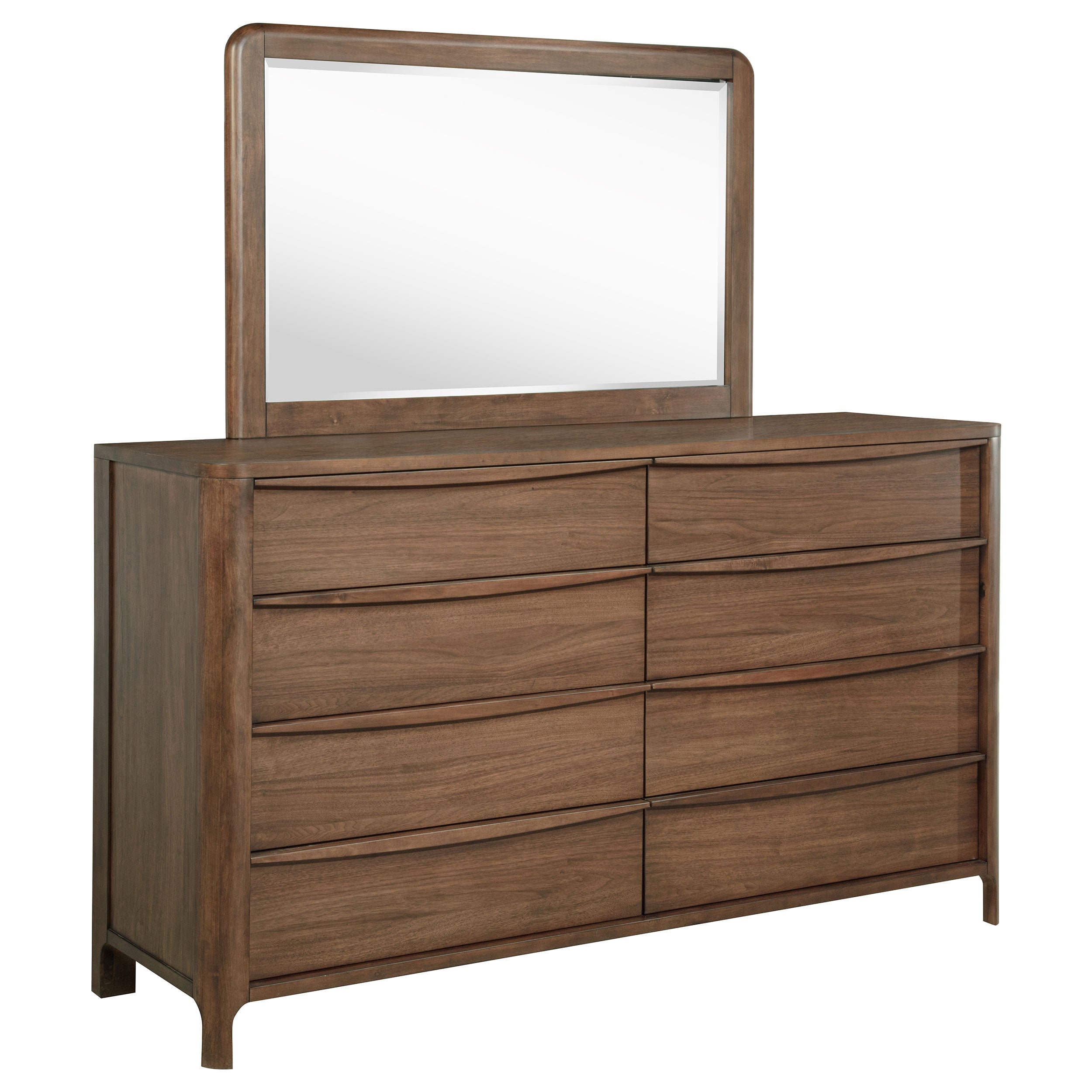 Maderia 8-drawer Dresser and Mirror Walnut — view 1