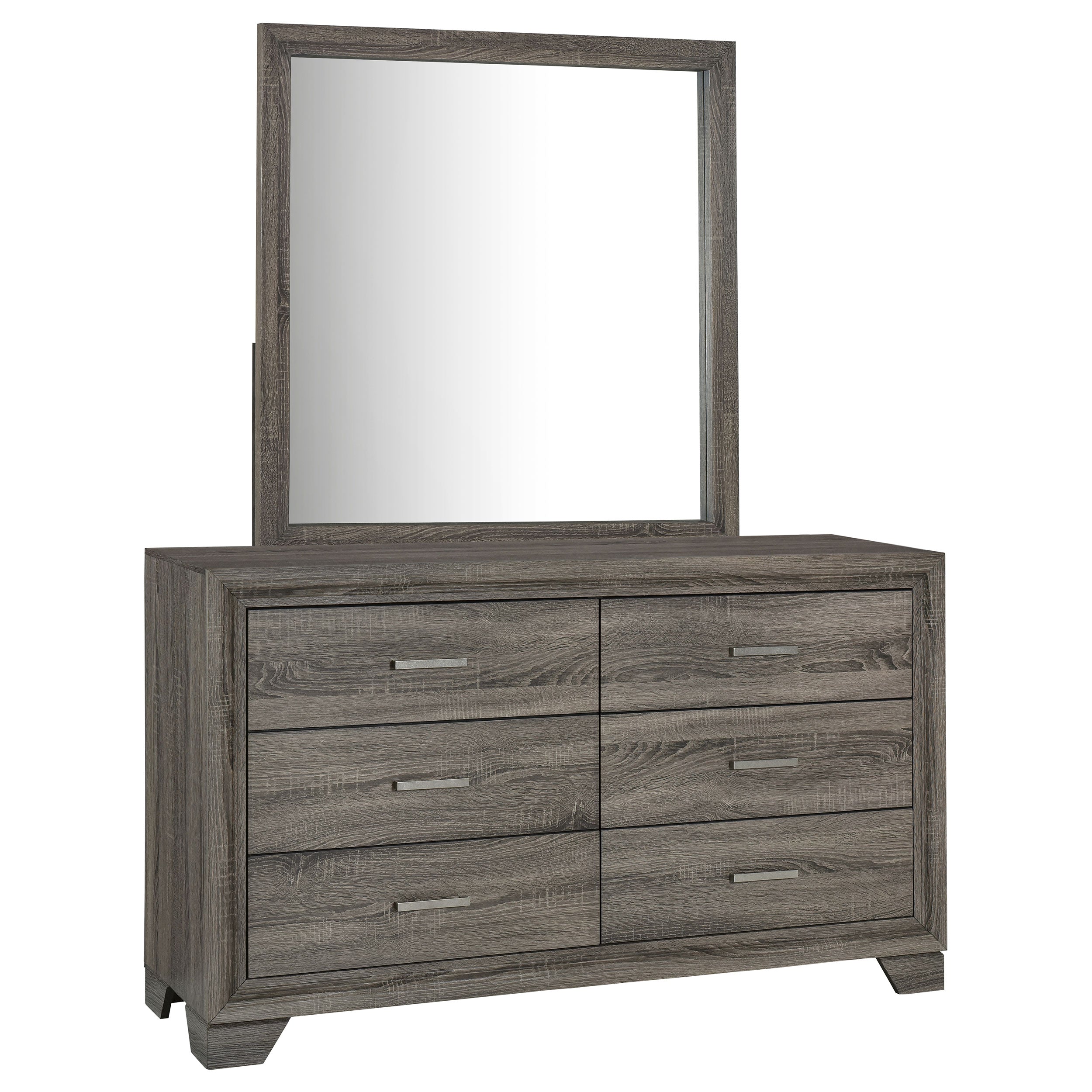 Wright 6-drawer Dresser and Mirror Brown Oak — view 1
