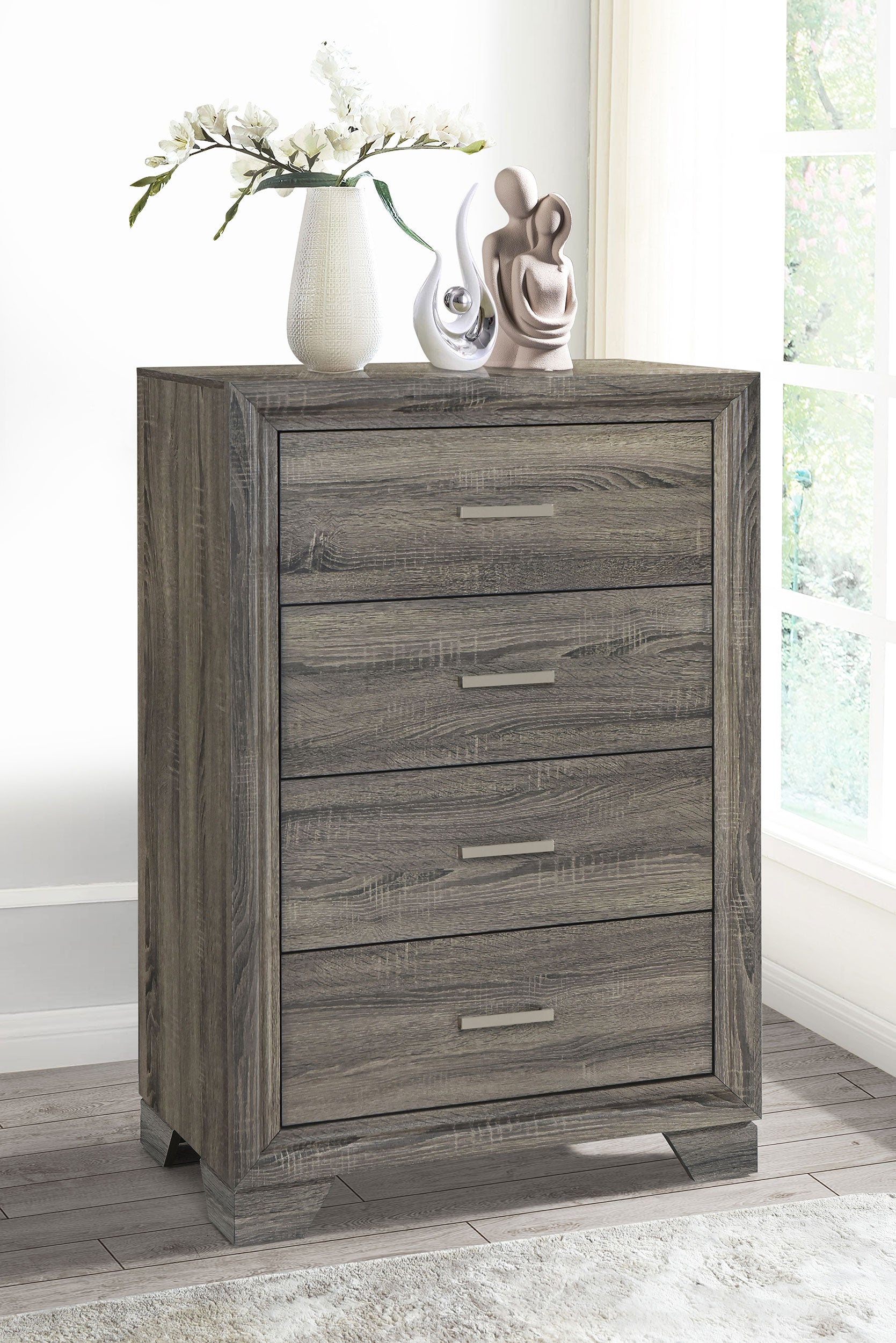 Wright 4-drawer Chest of Drawers Brown Oak — view 2