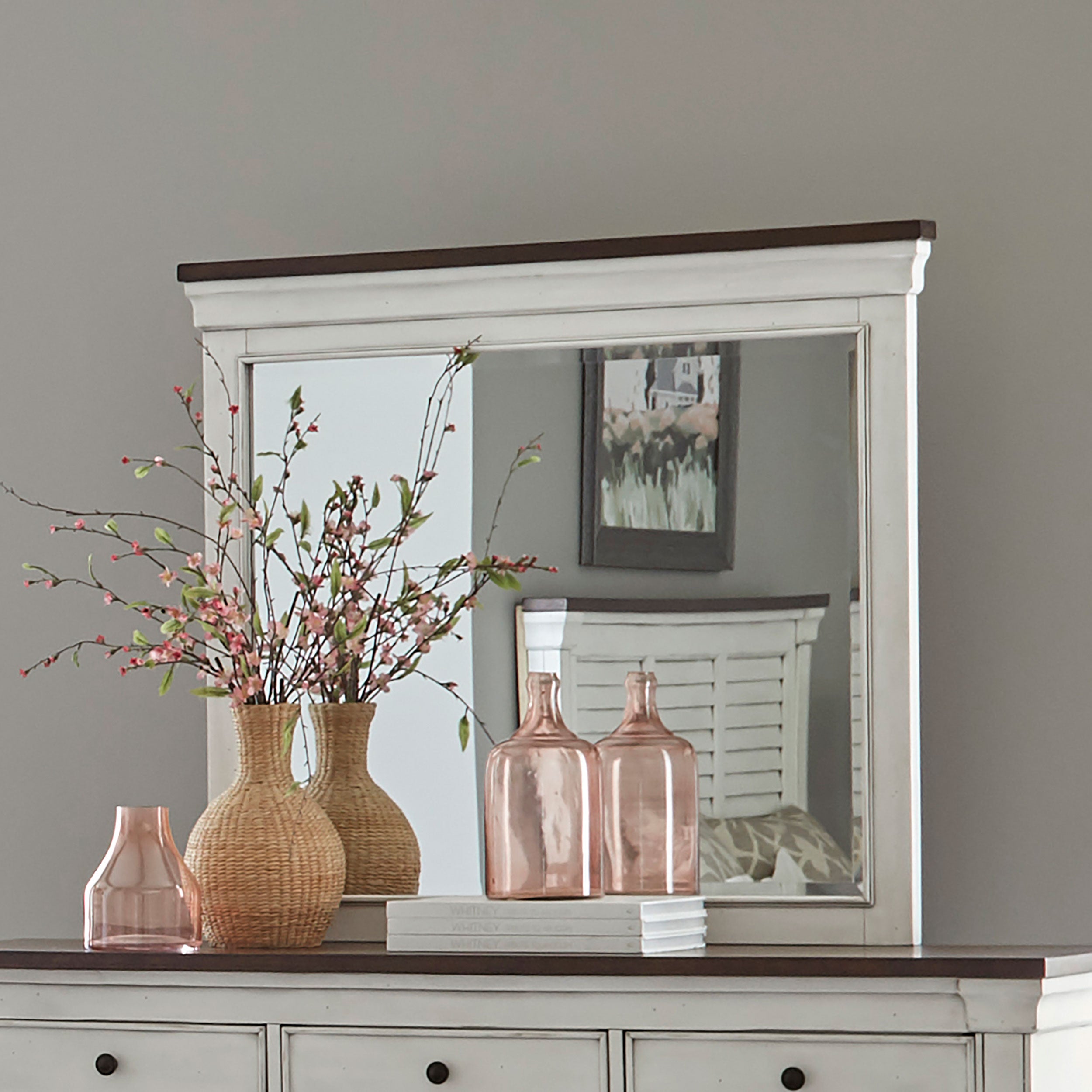 Hillcrest Dresser Mirror Distressed White — view 2