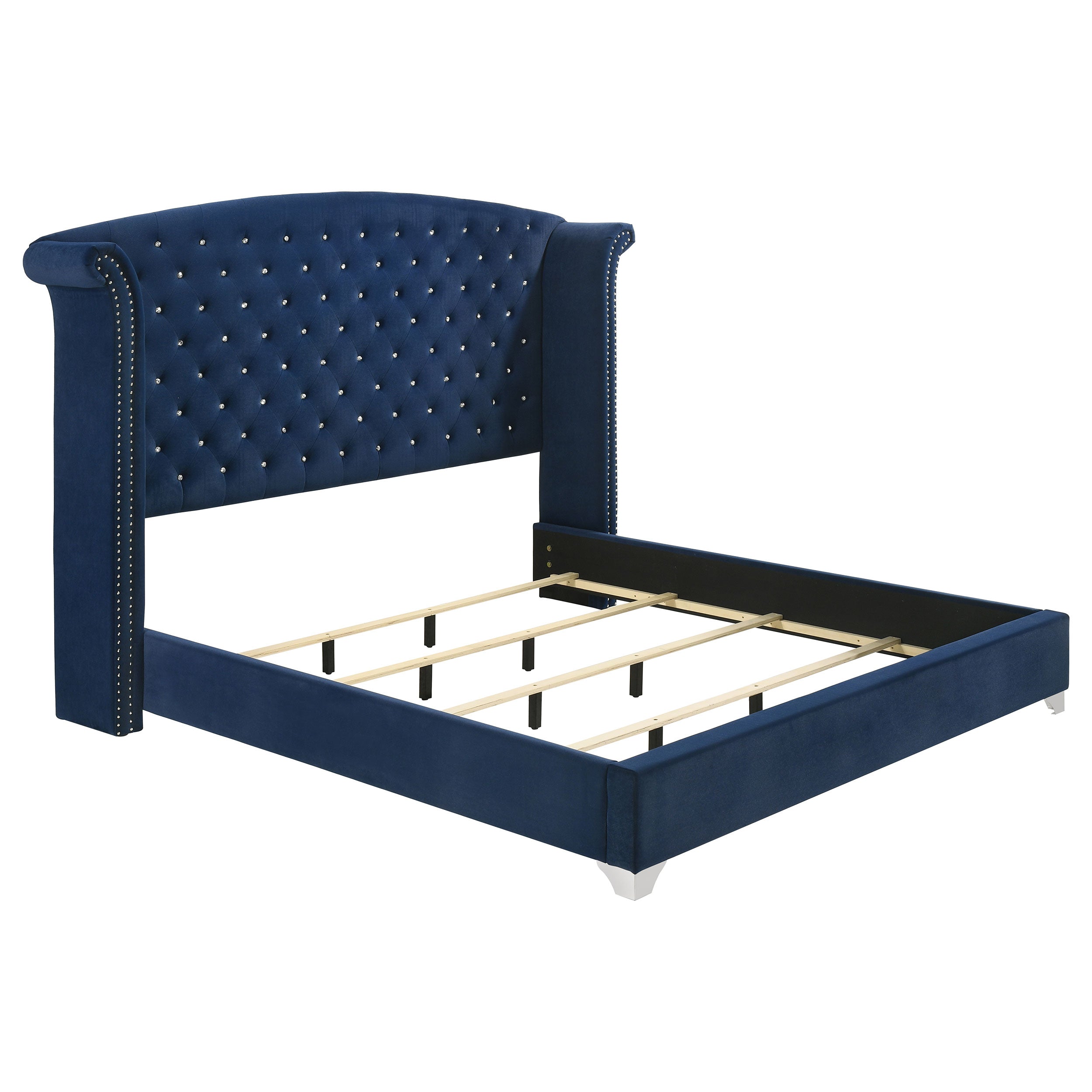 Melody Upholstered Eastern King Wingback Bed Pacific Blue — view 1