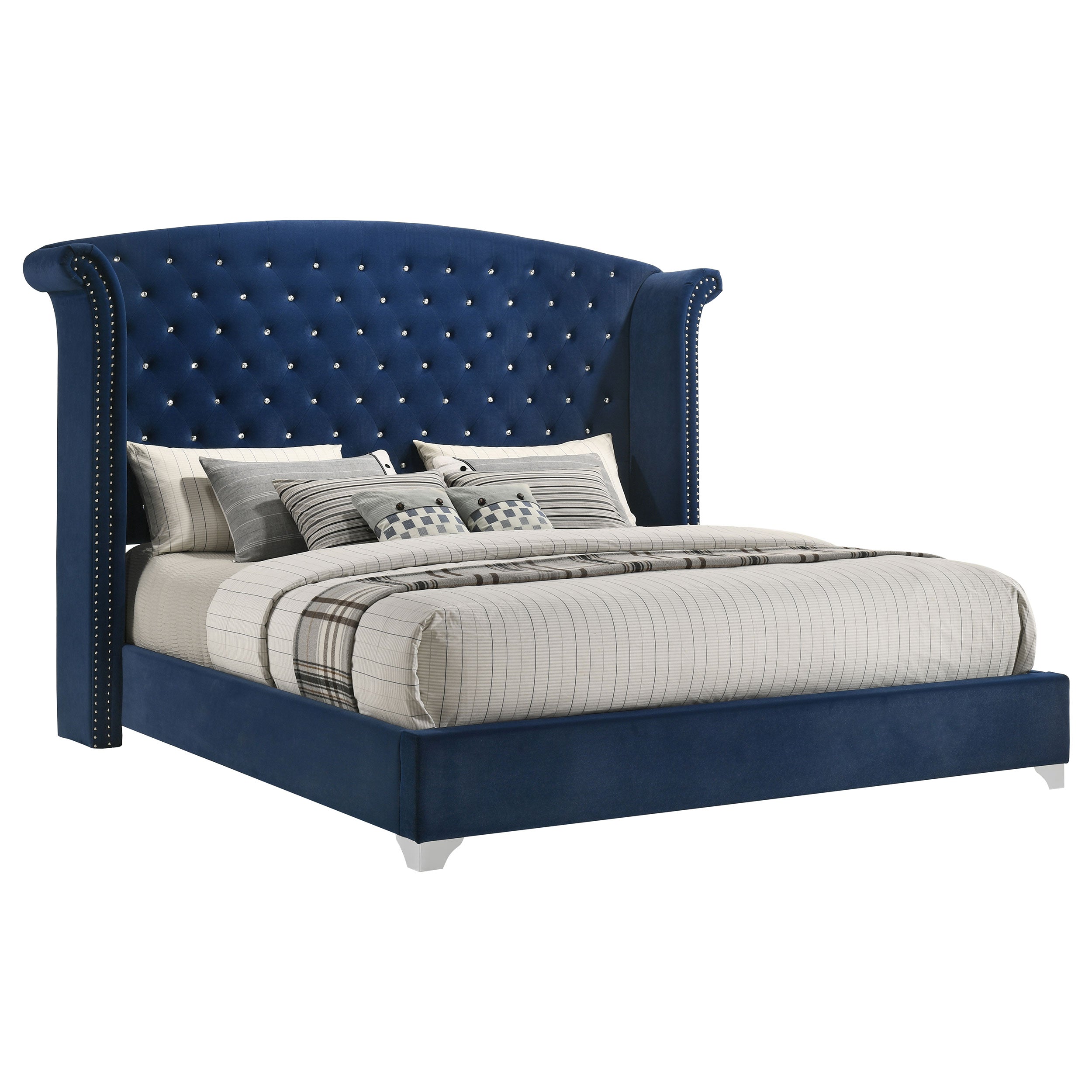 Melody Upholstered Eastern King Wingback Bed Pacific Blue — view 3
