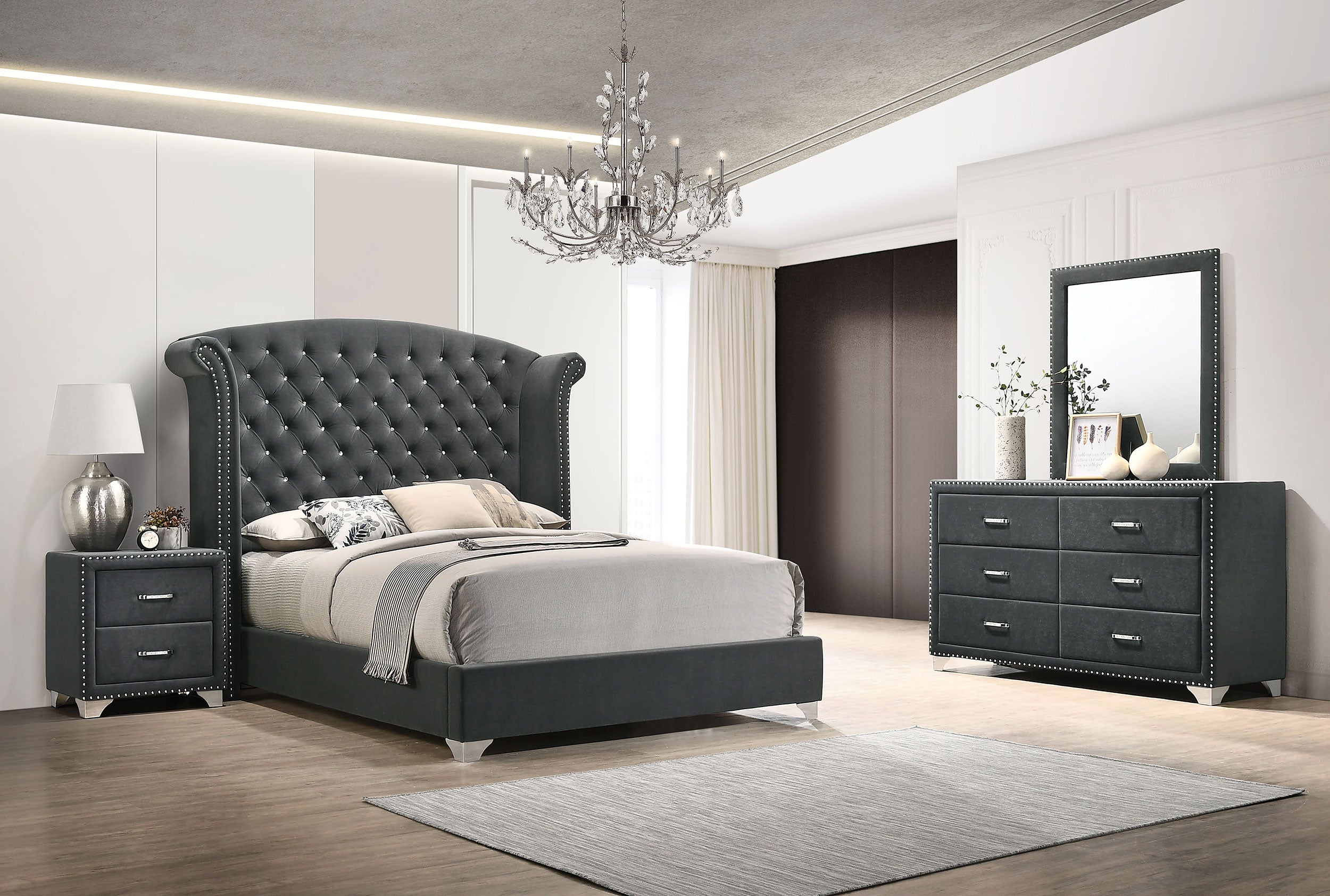 Melody 4-piece Eastern King Bedroom Set Grey — view 2