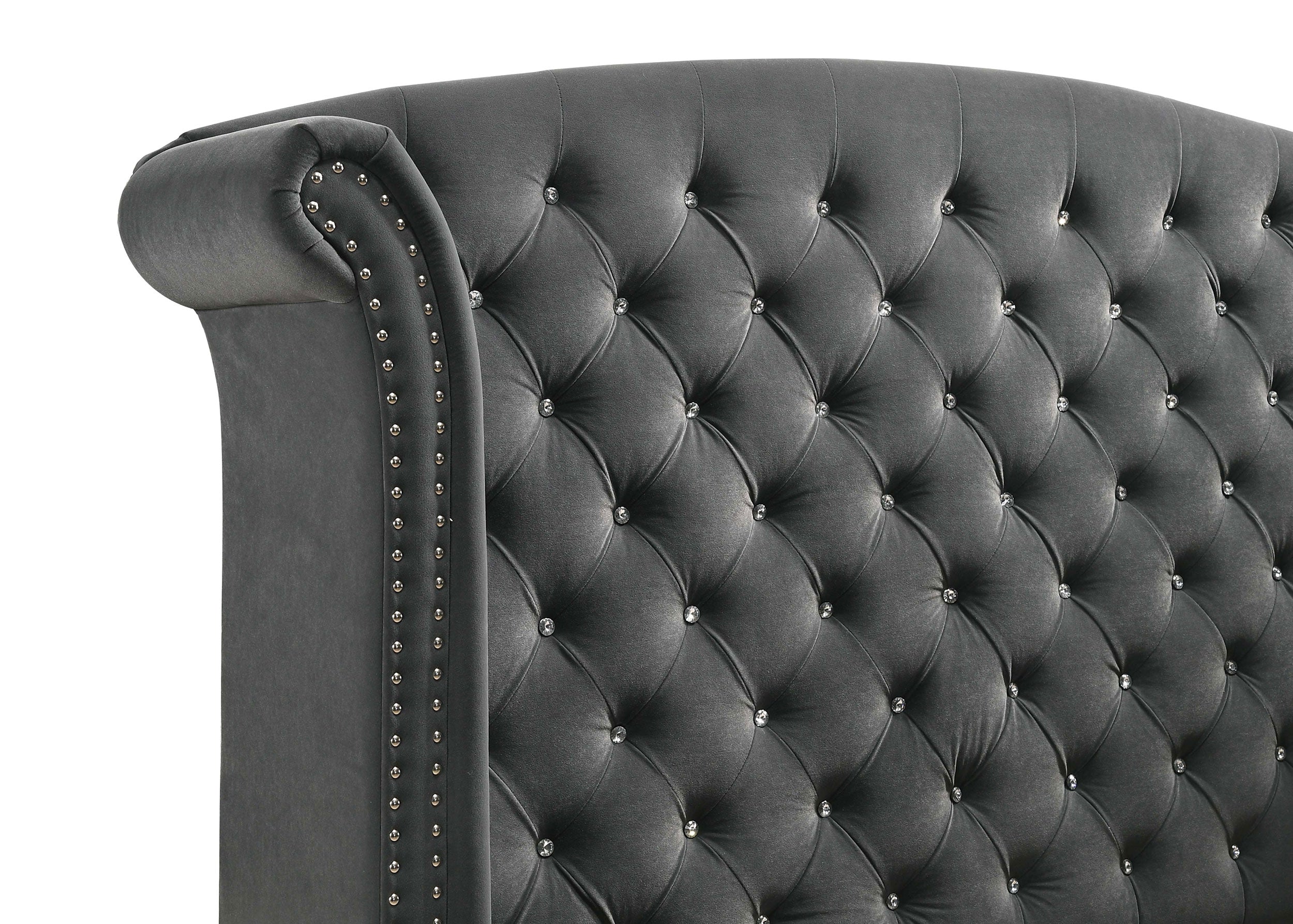 Melody Upholstered Queen Wingback Bed Grey — view 3
