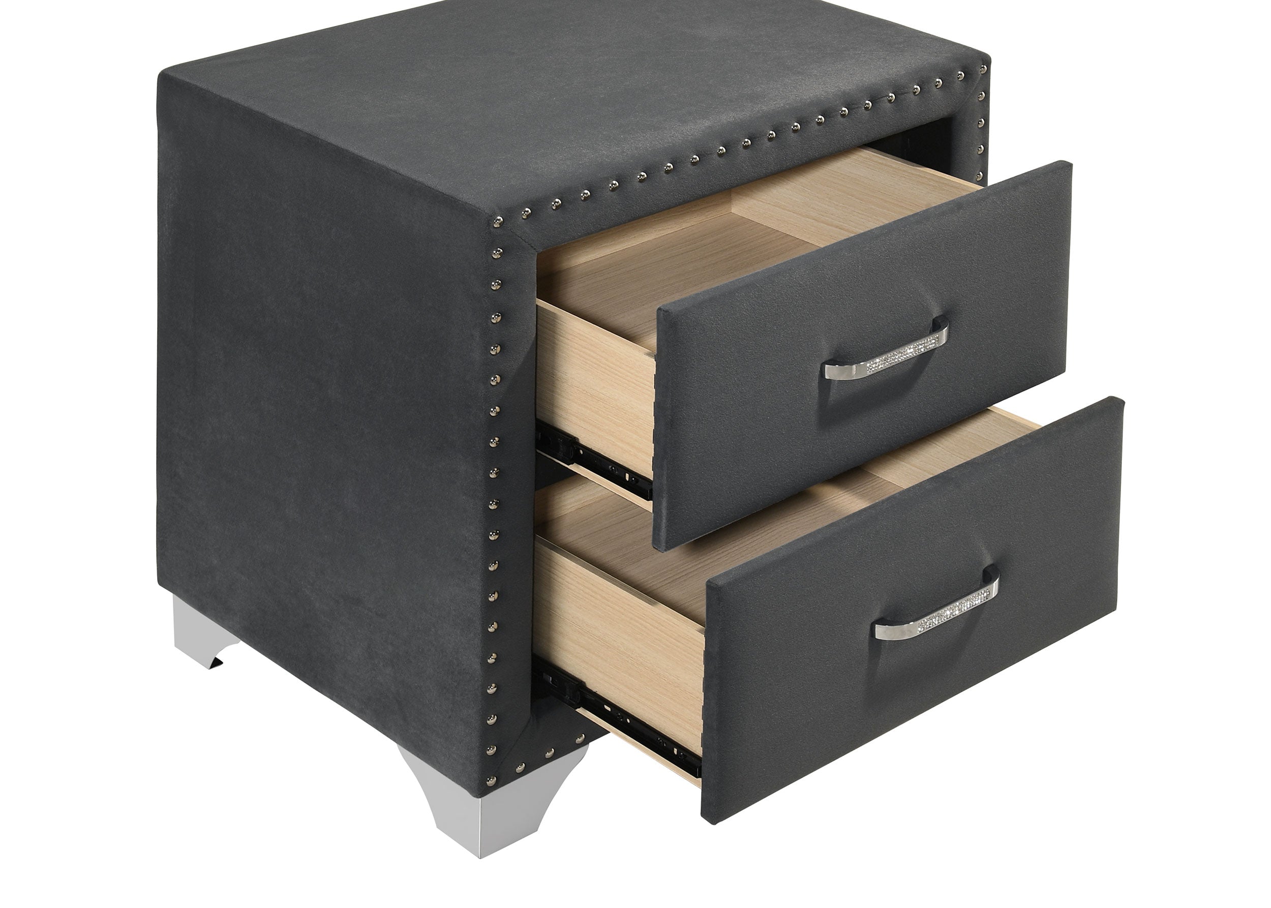 Melody Upholstered 2-drawer Nightstand Grey — view 10