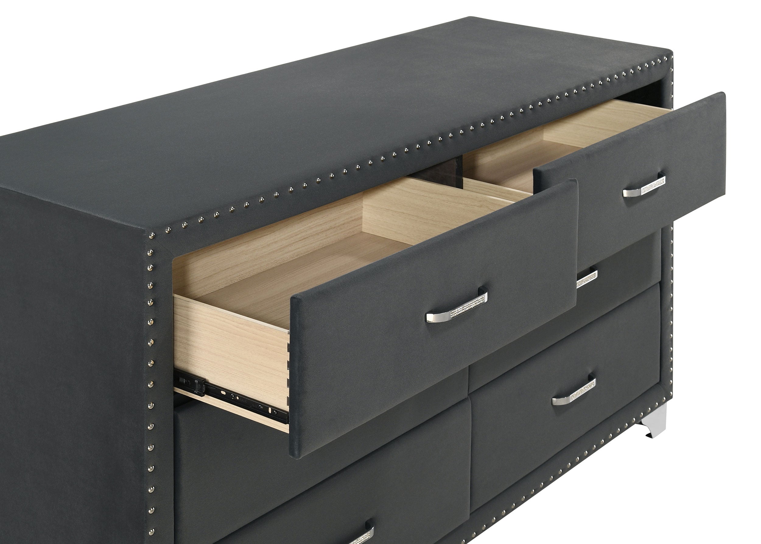 Melody 6-drawer Upholstered Dresser Grey — view 10
