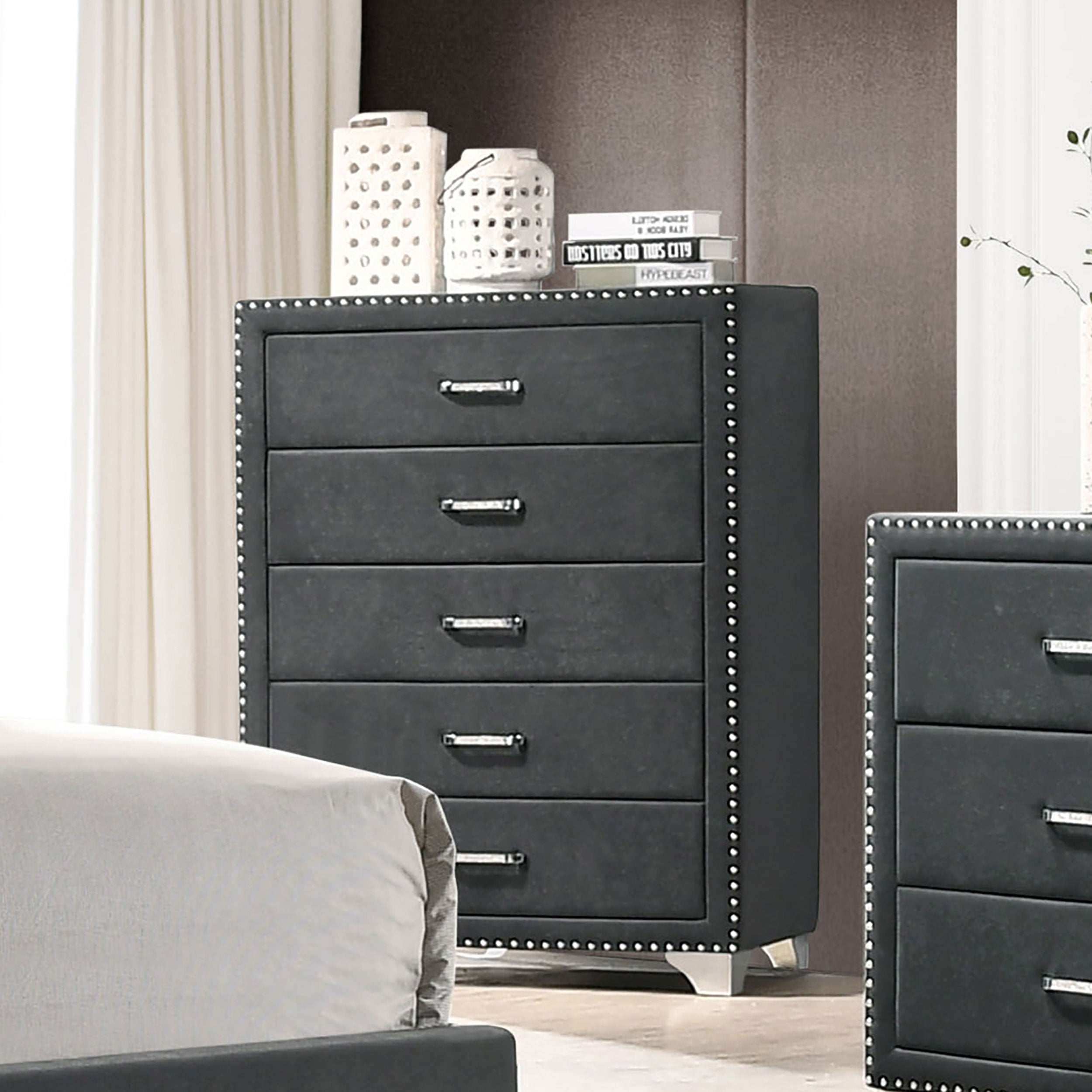 Melody 5-drawer Bedroom Chest Grey — view 2