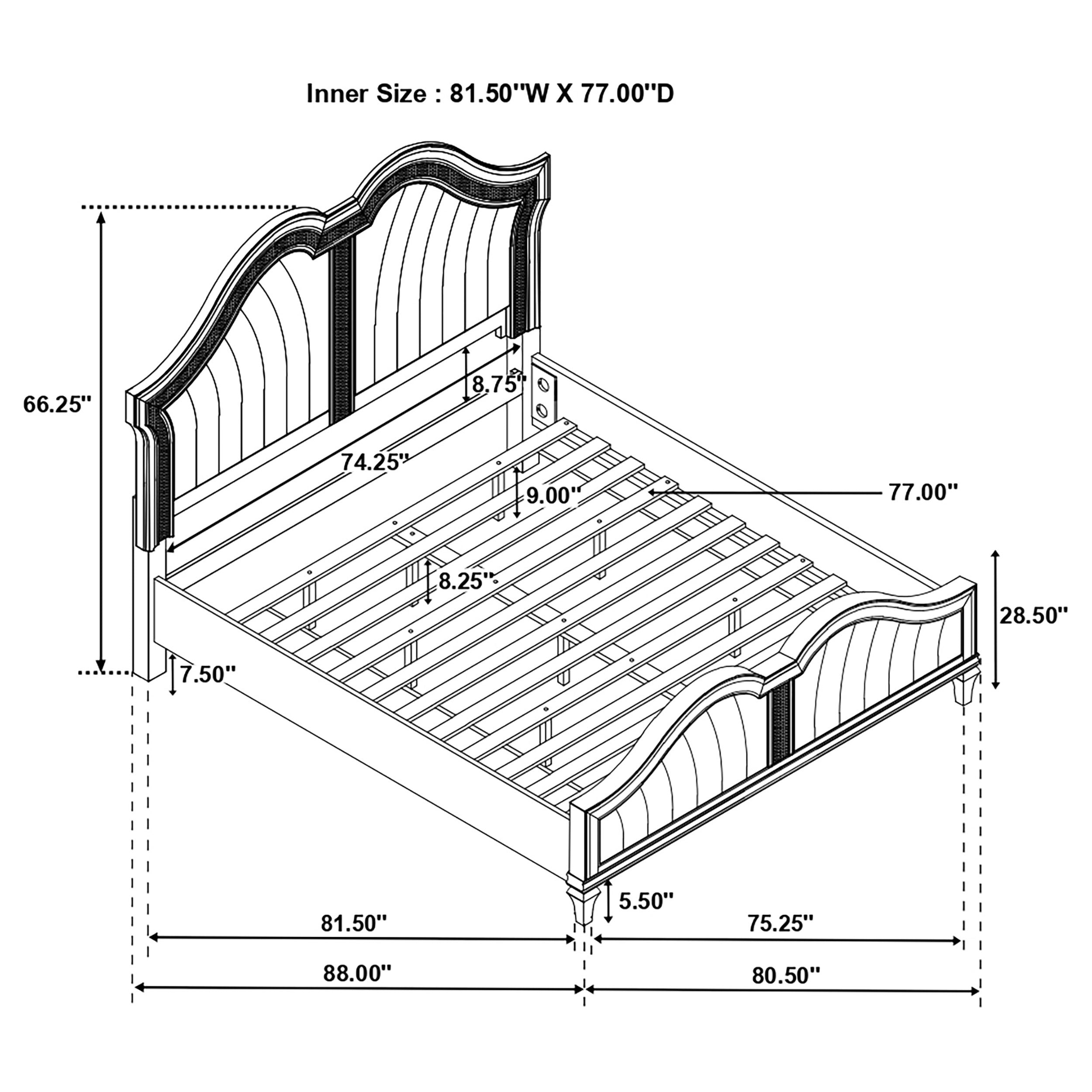 Evangeline Wood Eastern King LED Panel Bed Silver Oak — view 10