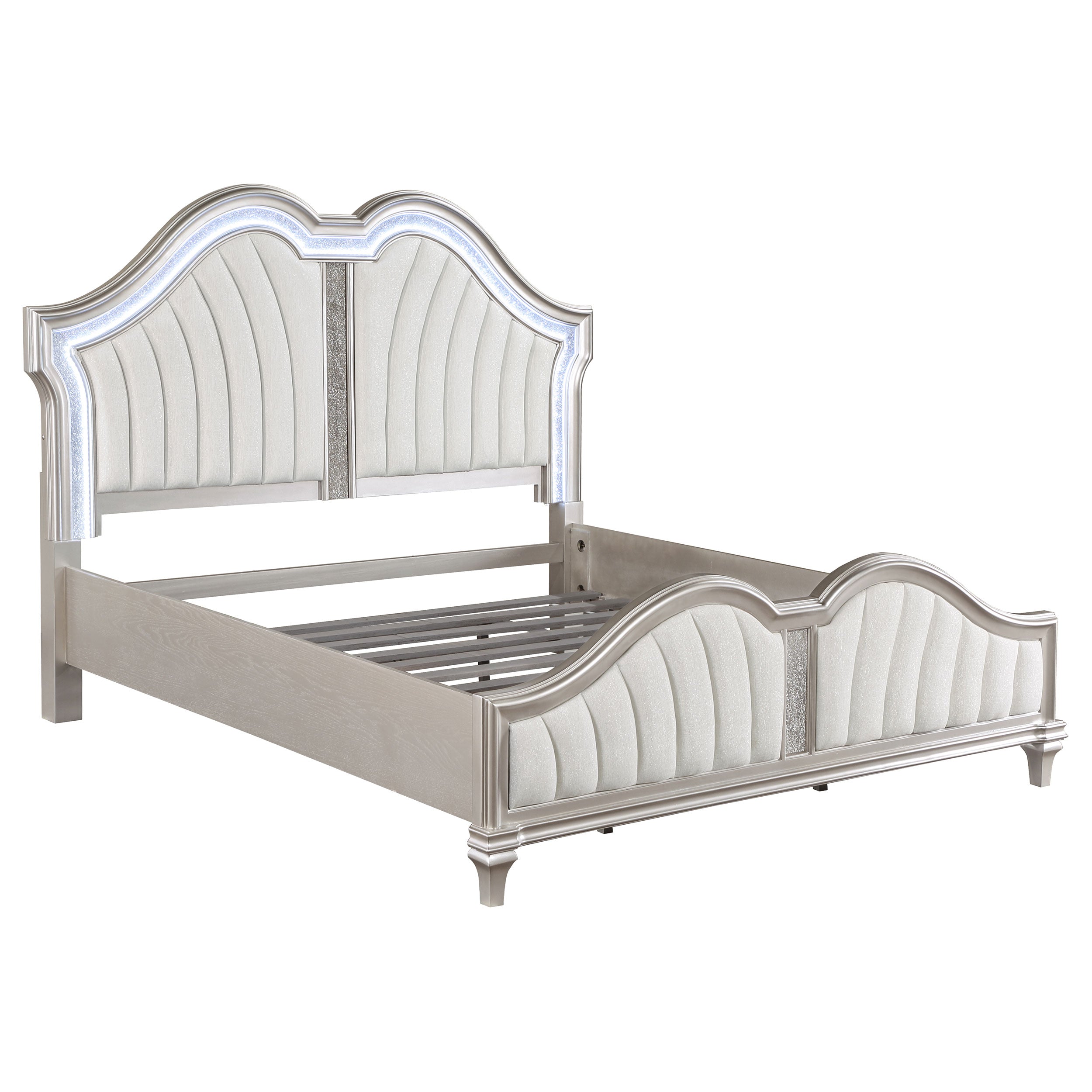 Evangeline Wood California King LED Panel Bed Silver Oak — view 1