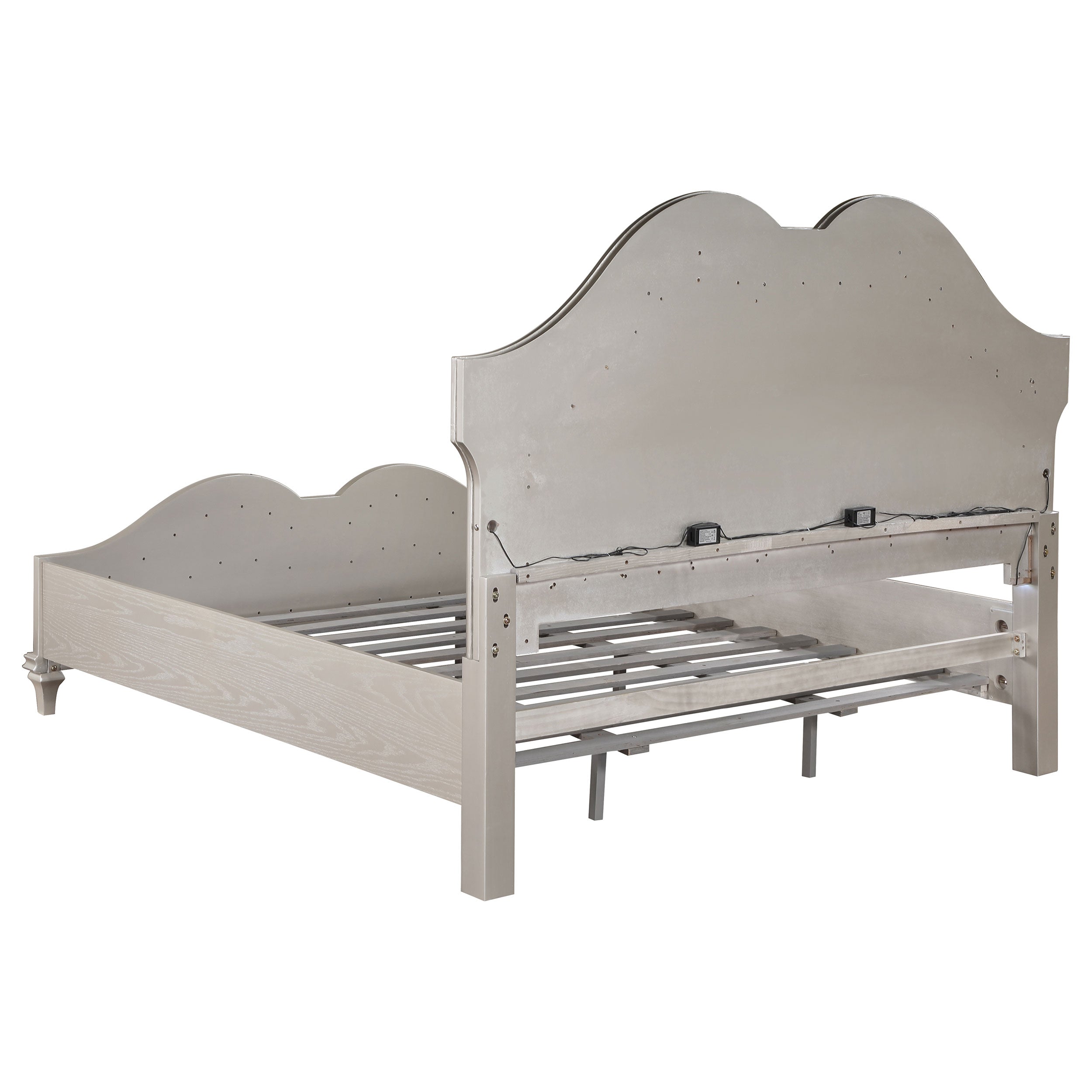 Evangeline Wood California King LED Panel Bed Silver Oak — view 5