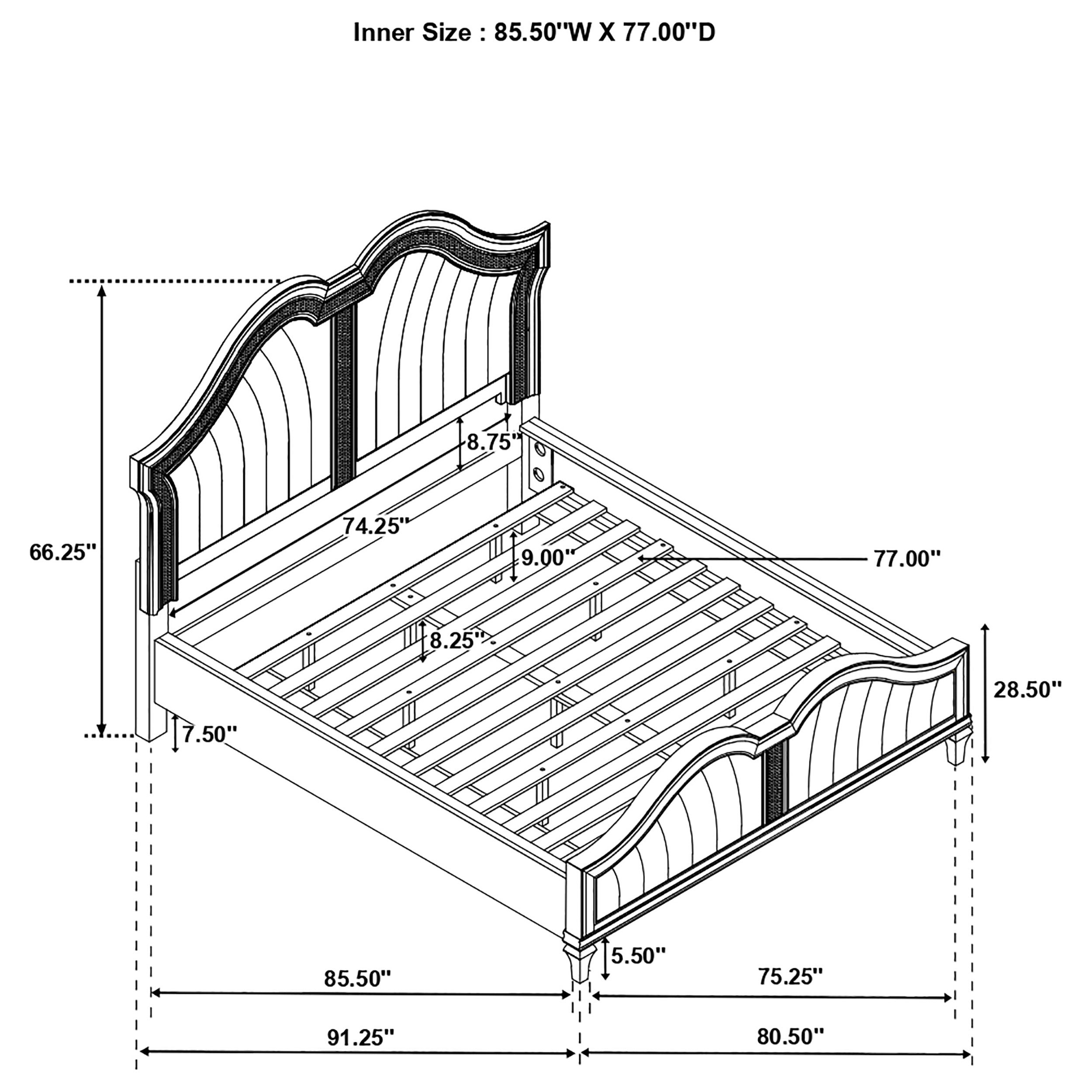 Evangeline Wood California King LED Panel Bed Silver Oak — view 9