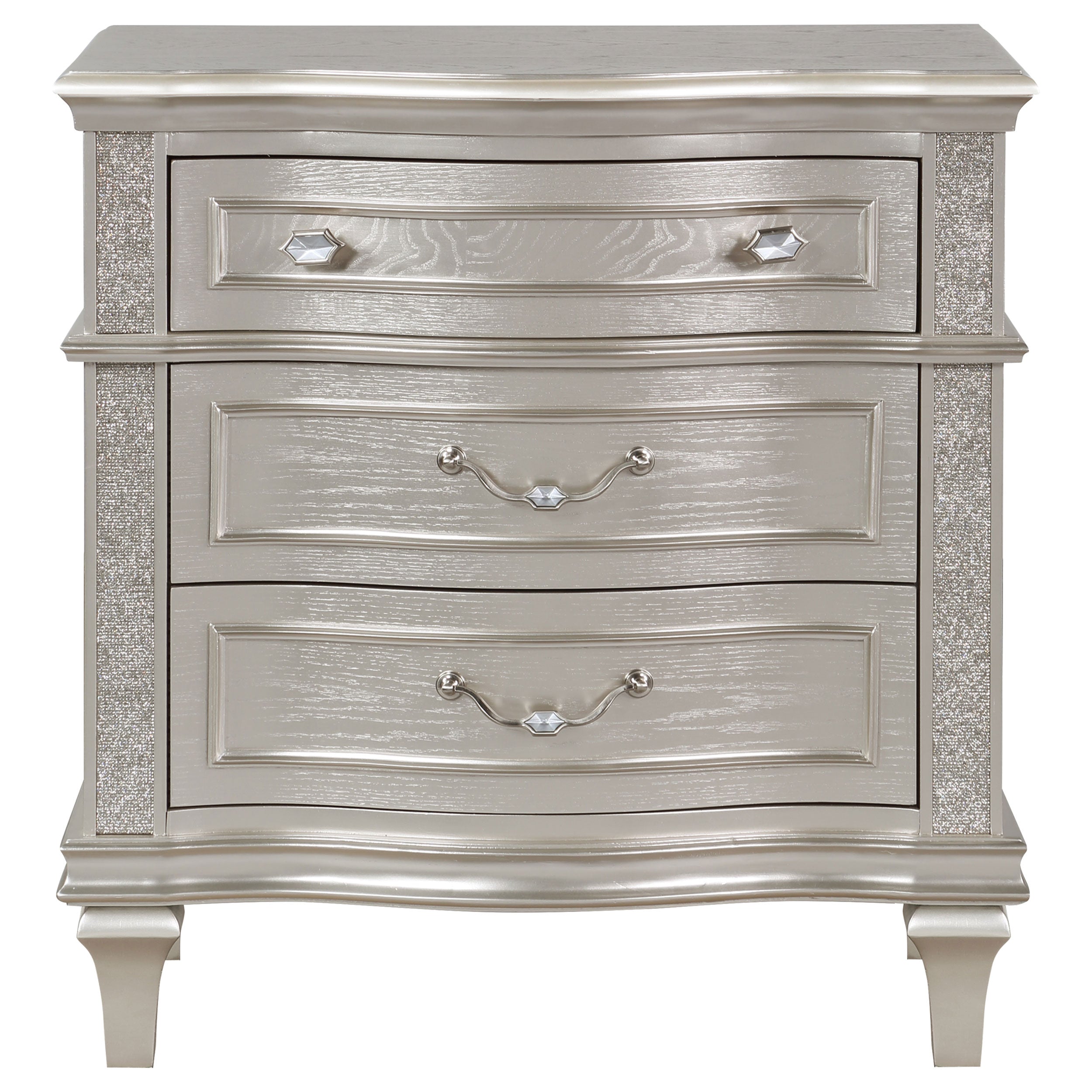 Evangeline 3-drawer Nightstand Silver Oak — view 3