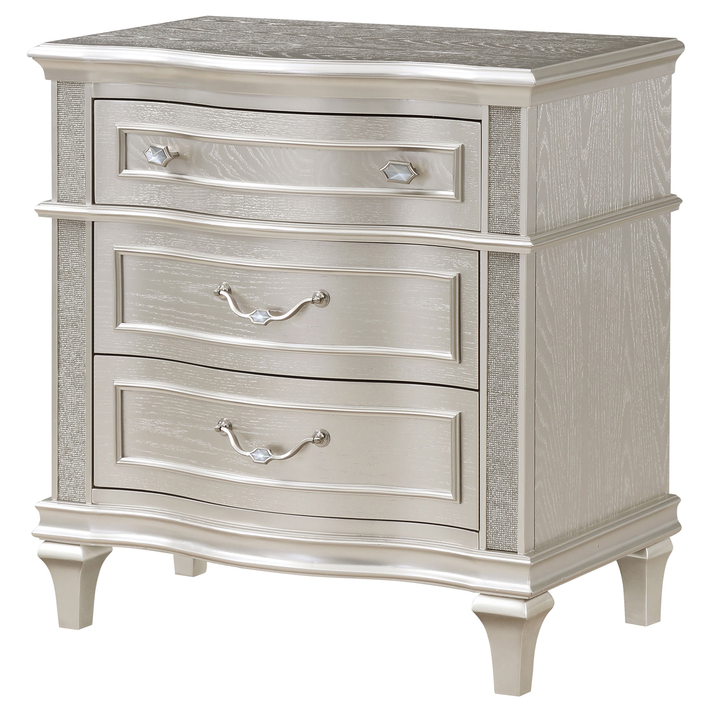 Evangeline 3-drawer Nightstand Silver Oak — view 4